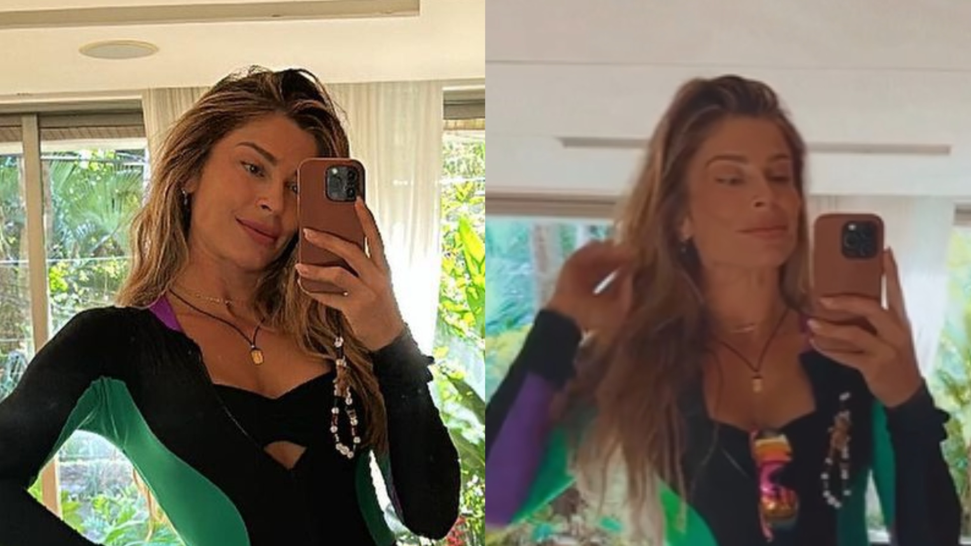 De body, Grazi Massafera exibe pernas saradas em fotos no espelho: ”Um desaforo de bonita”