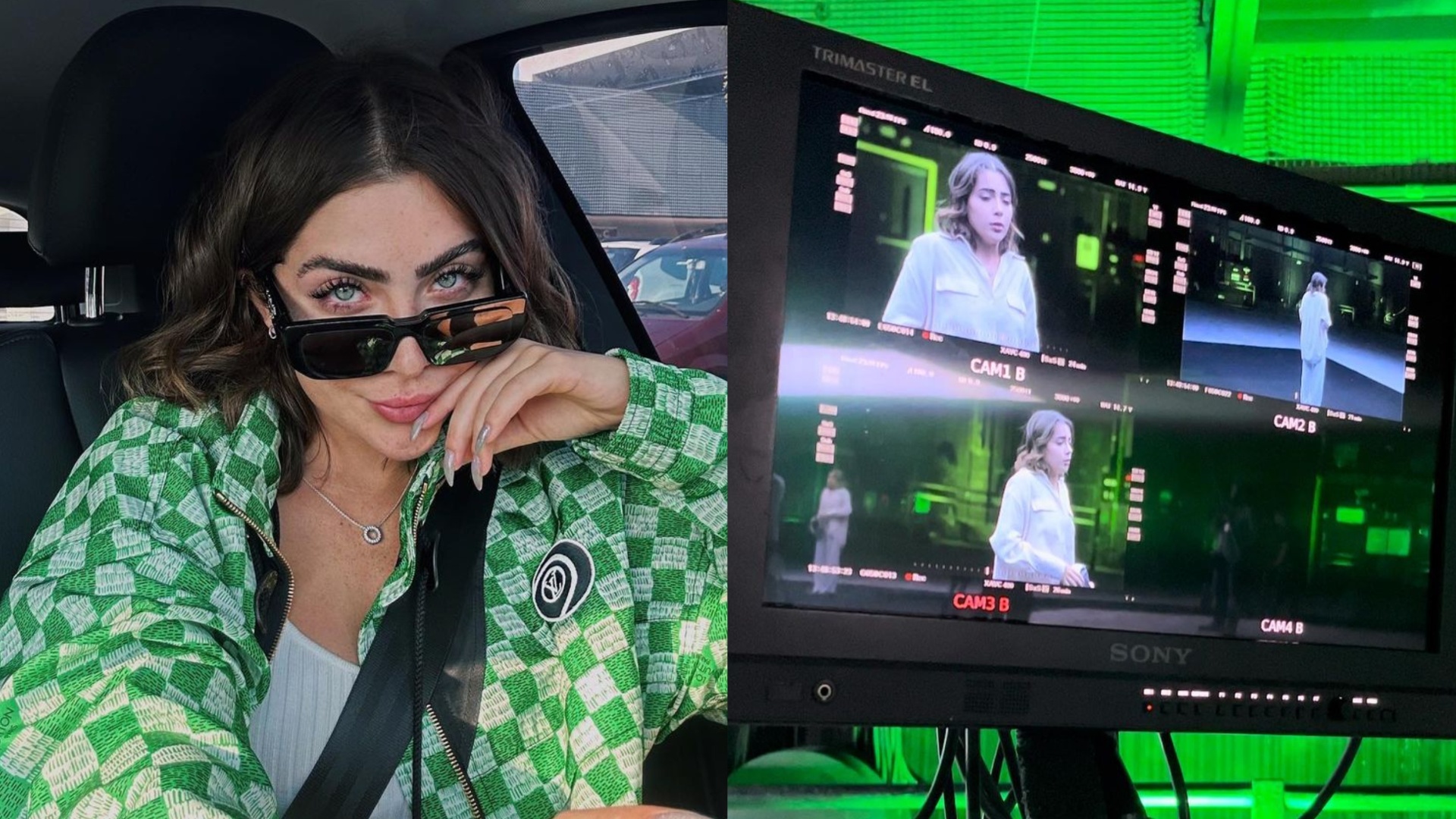 De look verde, Jade Picon se surpreende nos bastidores de ‘Travessia’