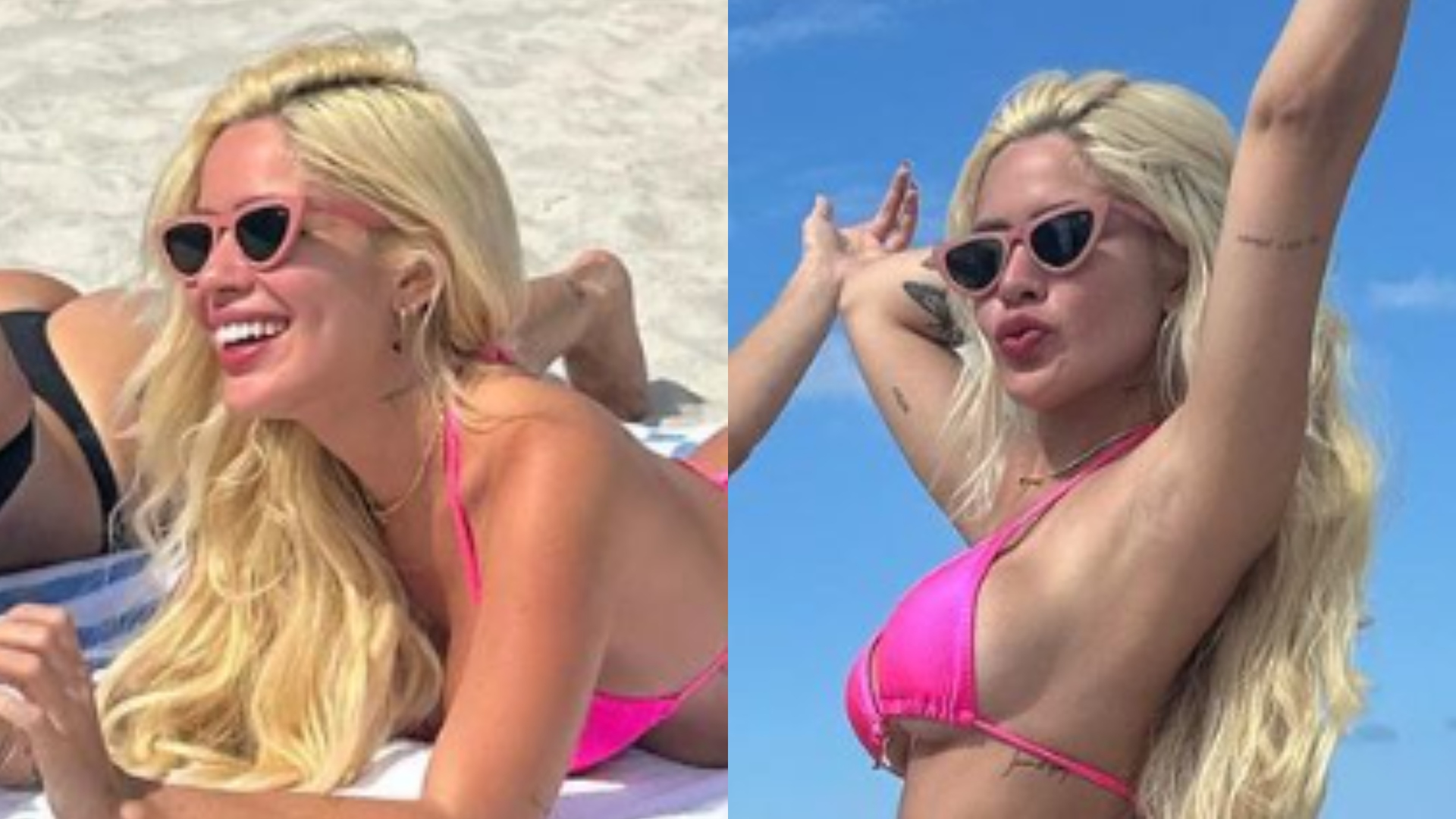 De biquíni mínimo, Karoline Lima ostenta corpão impressionante e celebra flagra: ‘Paparazzi’