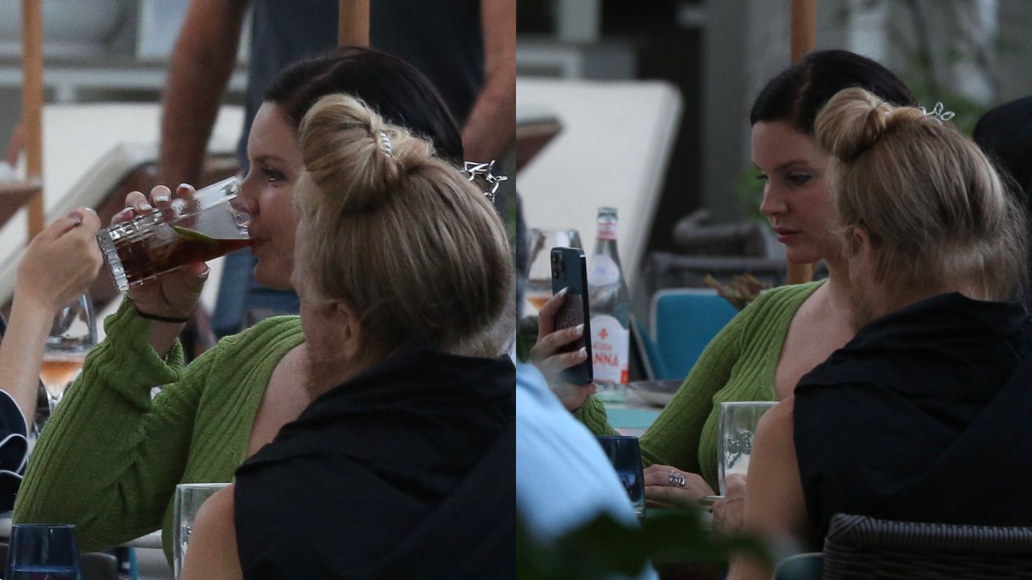 Já no Brasil, Lana Del Rey aproveita o dia tomando drinks na beira da piscina