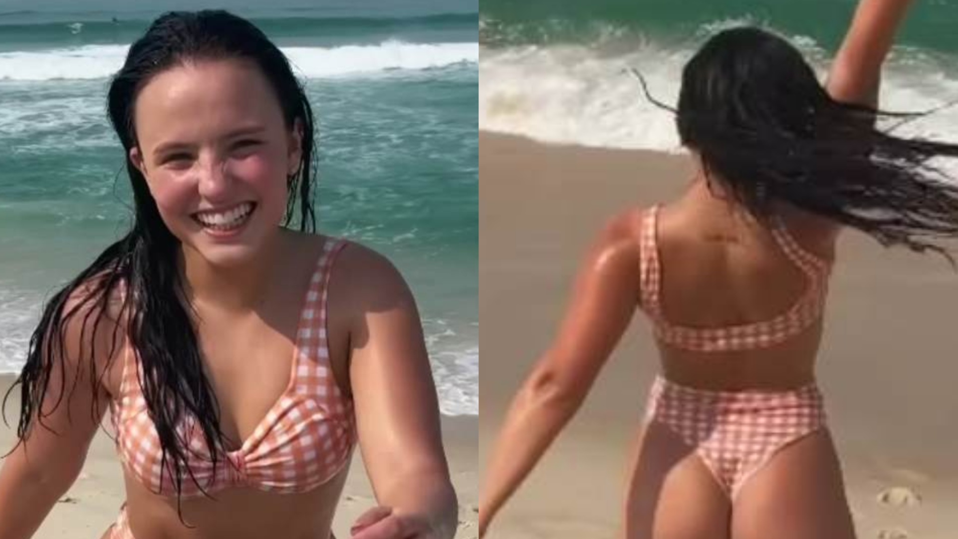 De biquíni, Larissa Manoela dá show de beleza ao sair do mar: ”Linda demais”