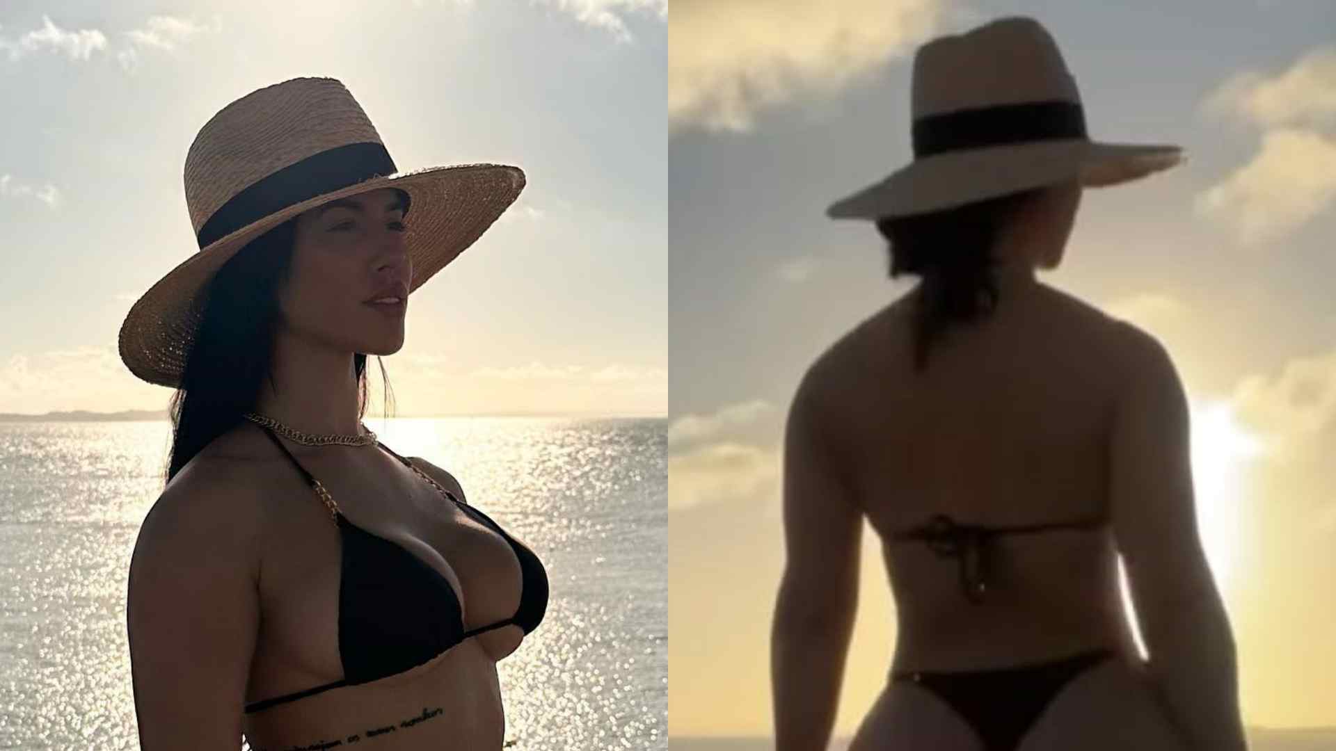 Na Bahia, ex-BBB Larissa Tomásia ostenta bumbum impecável ao surgir de biquíni fio-dental: “Abundância”