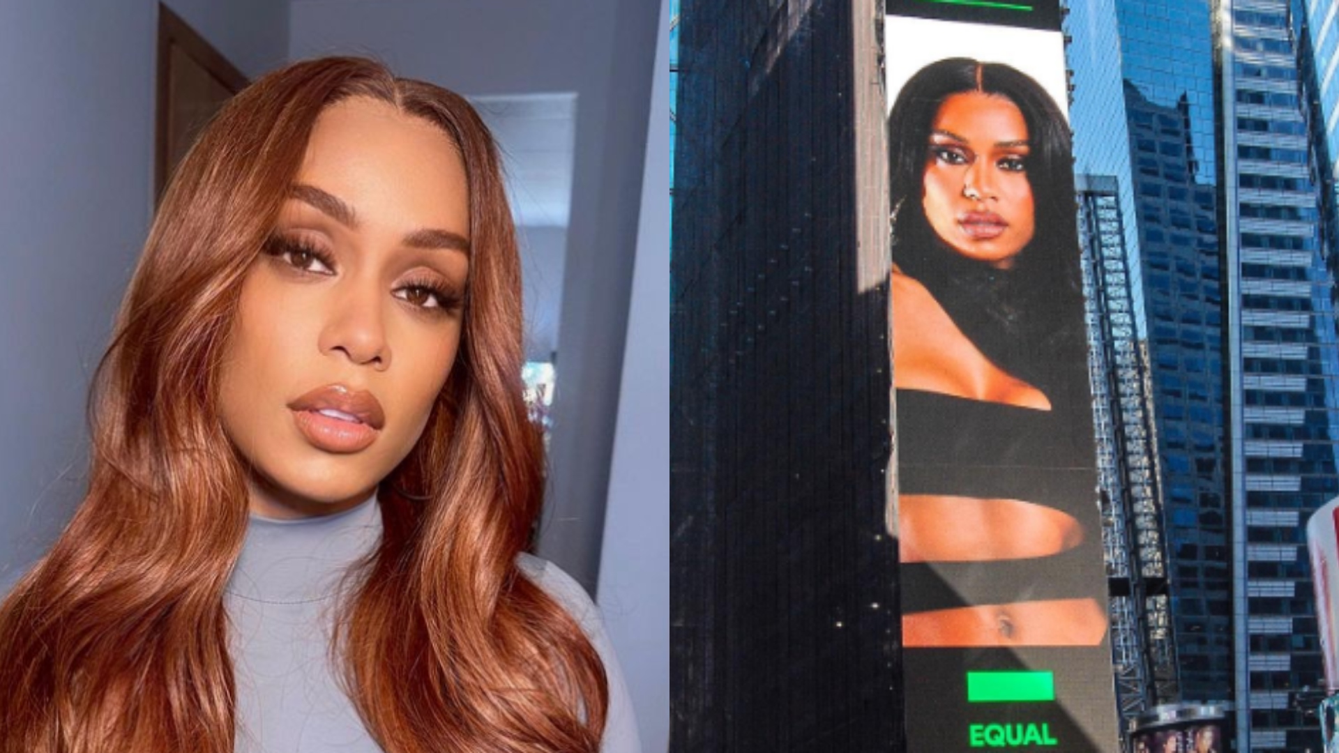 Rebecca comemora sua foto em plena Times Square, em Nova York: ‘Honra’