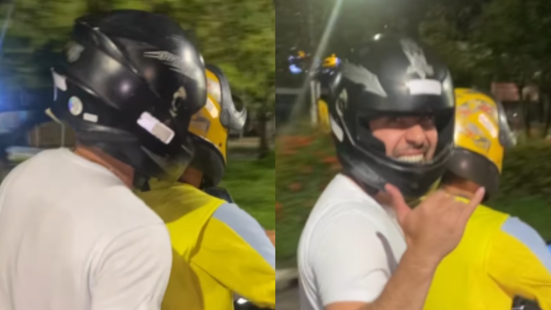 Em Belém, Murilo Huff diverte fãs ao surgir em garupa de mototáxi