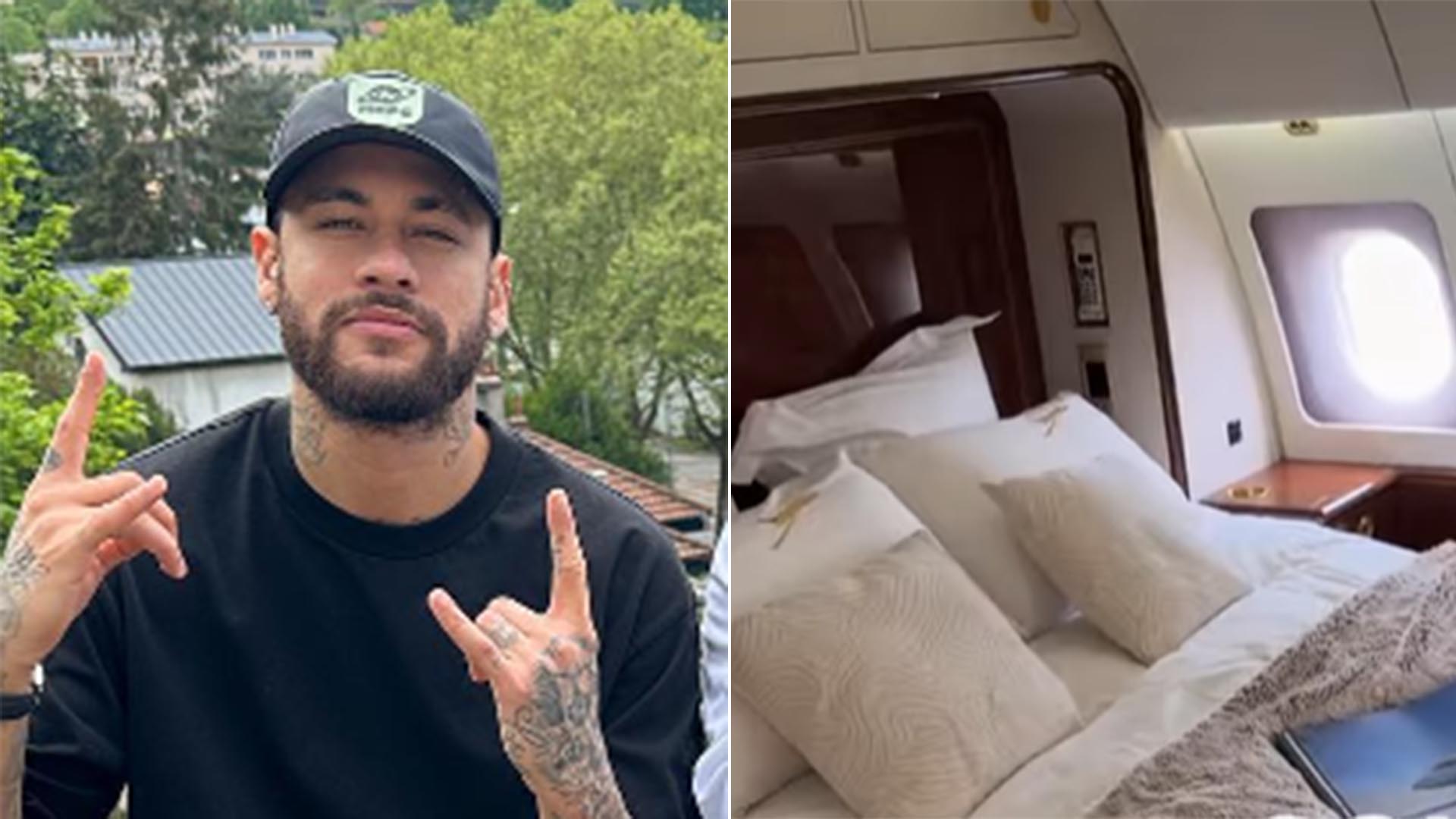 Neymar Jr choca ao mostrar seu jatinho de luxo com cama de casal