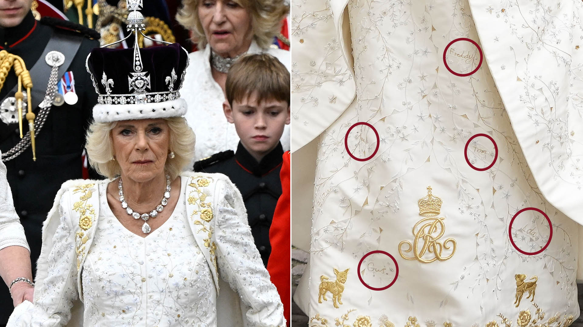 Você percebeu? Rainha Camilla fez homenagem comovente para os filhos na saia do vestido