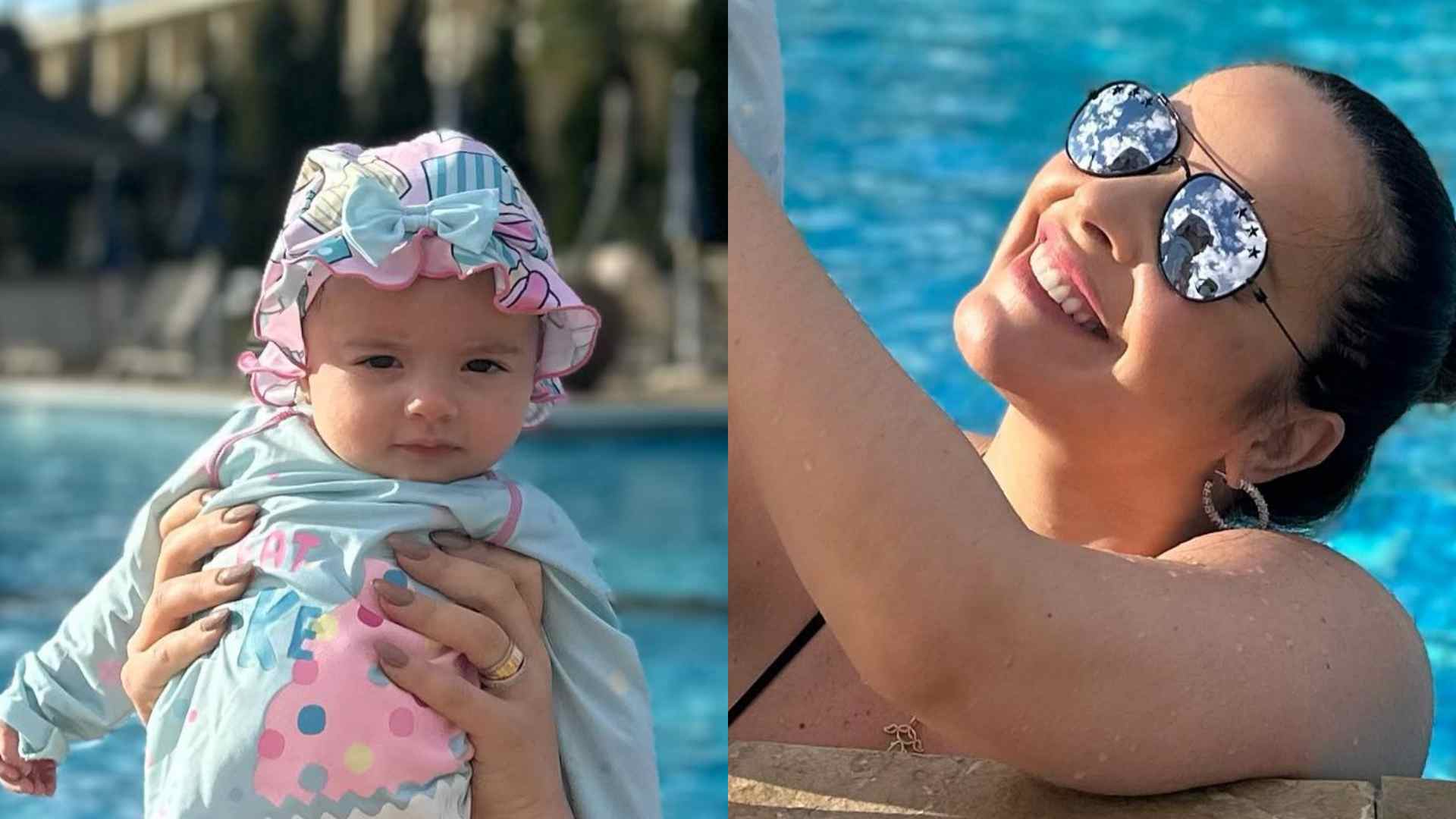 Renata Dominguez encanta ao curtir dia na piscina com a filha: “Coisa mais linda”