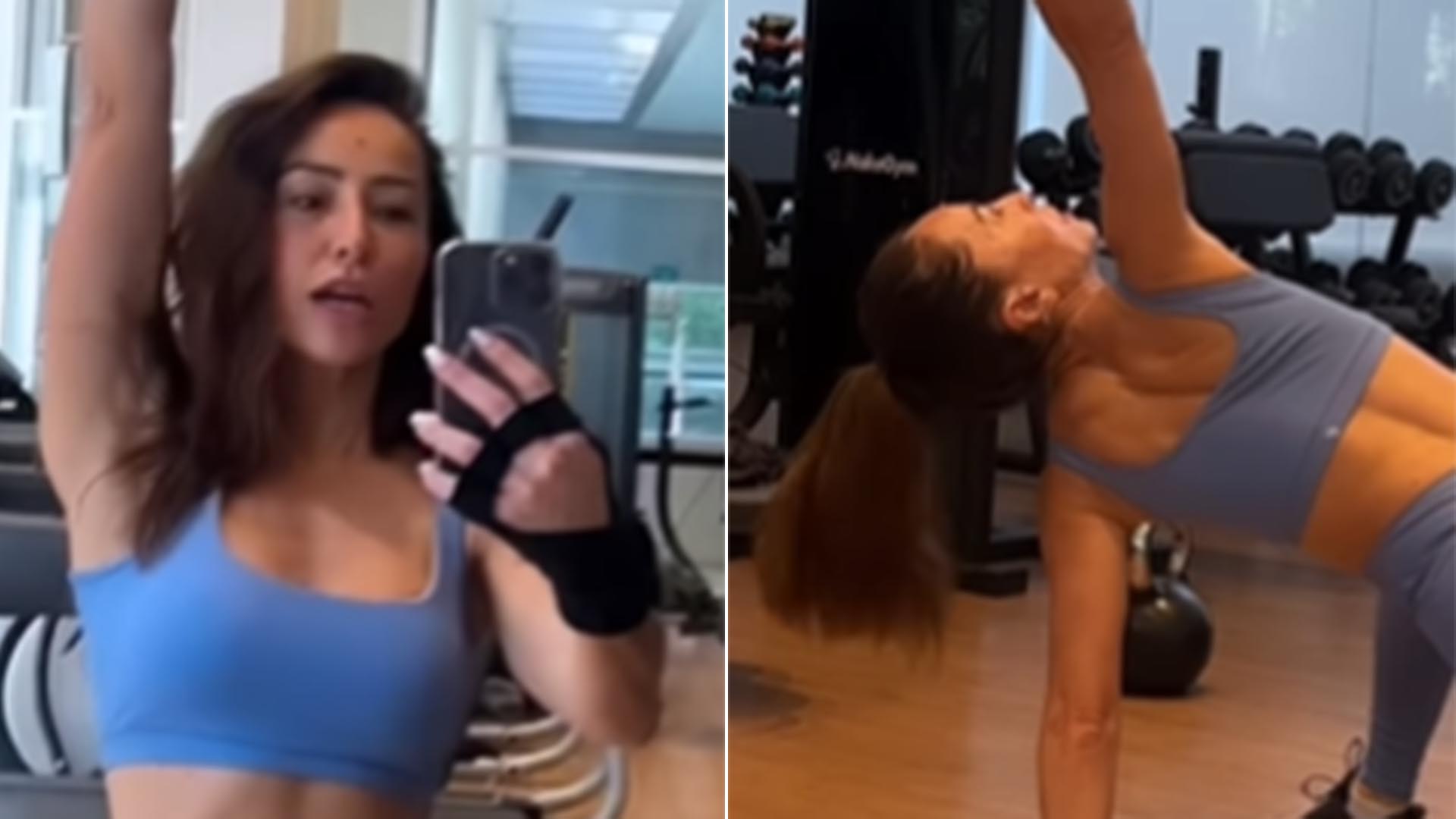 Magérrima, Sabrina Sato ostenta a barriga reta na academia: ‘Gatíssima’