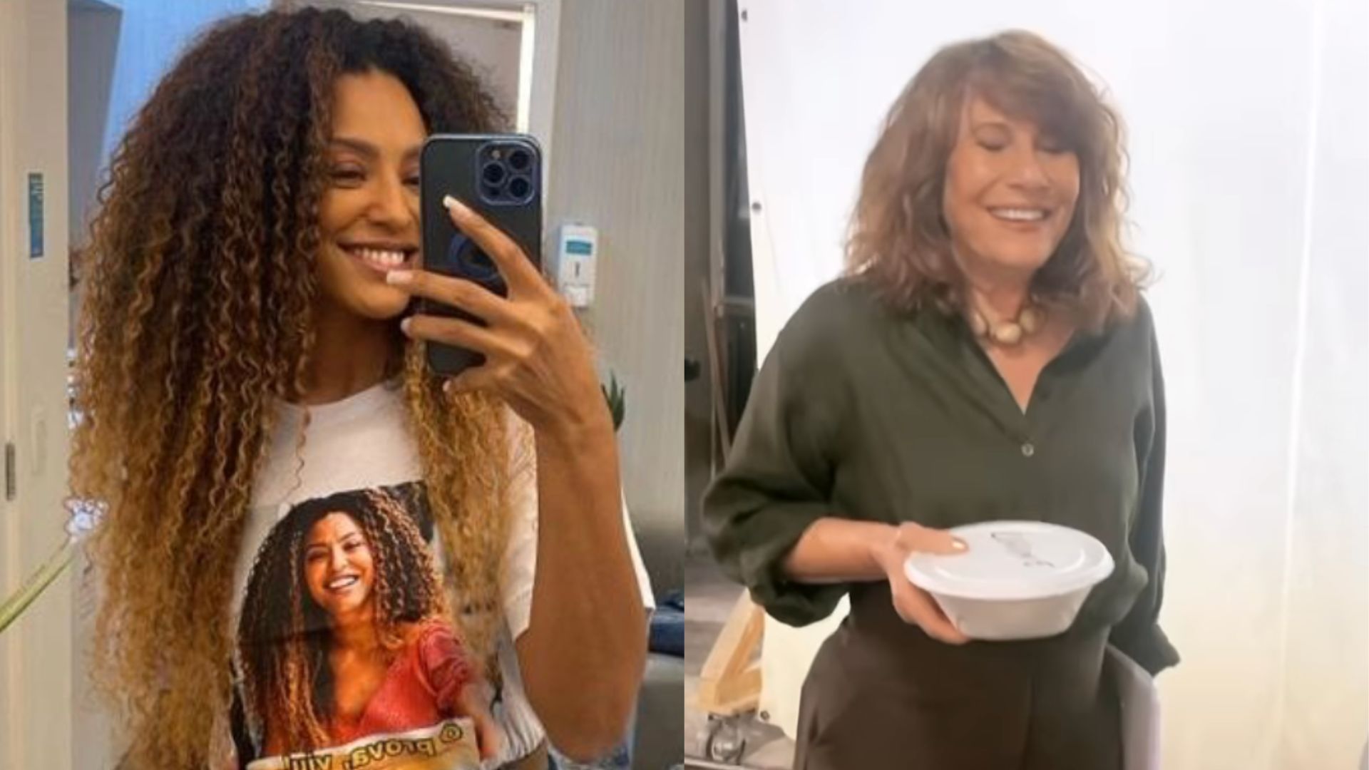 Sheron Menezzes e Renata Sorrah surpreendem ao mostrar almoço do dia na Globo