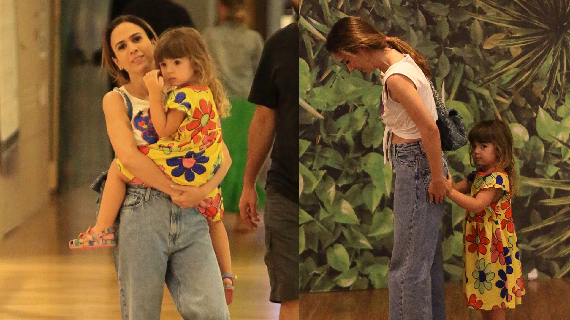 Discreta, Tatá Werneck encanta ao fazer rara aparição com a filha em shopping no Rio