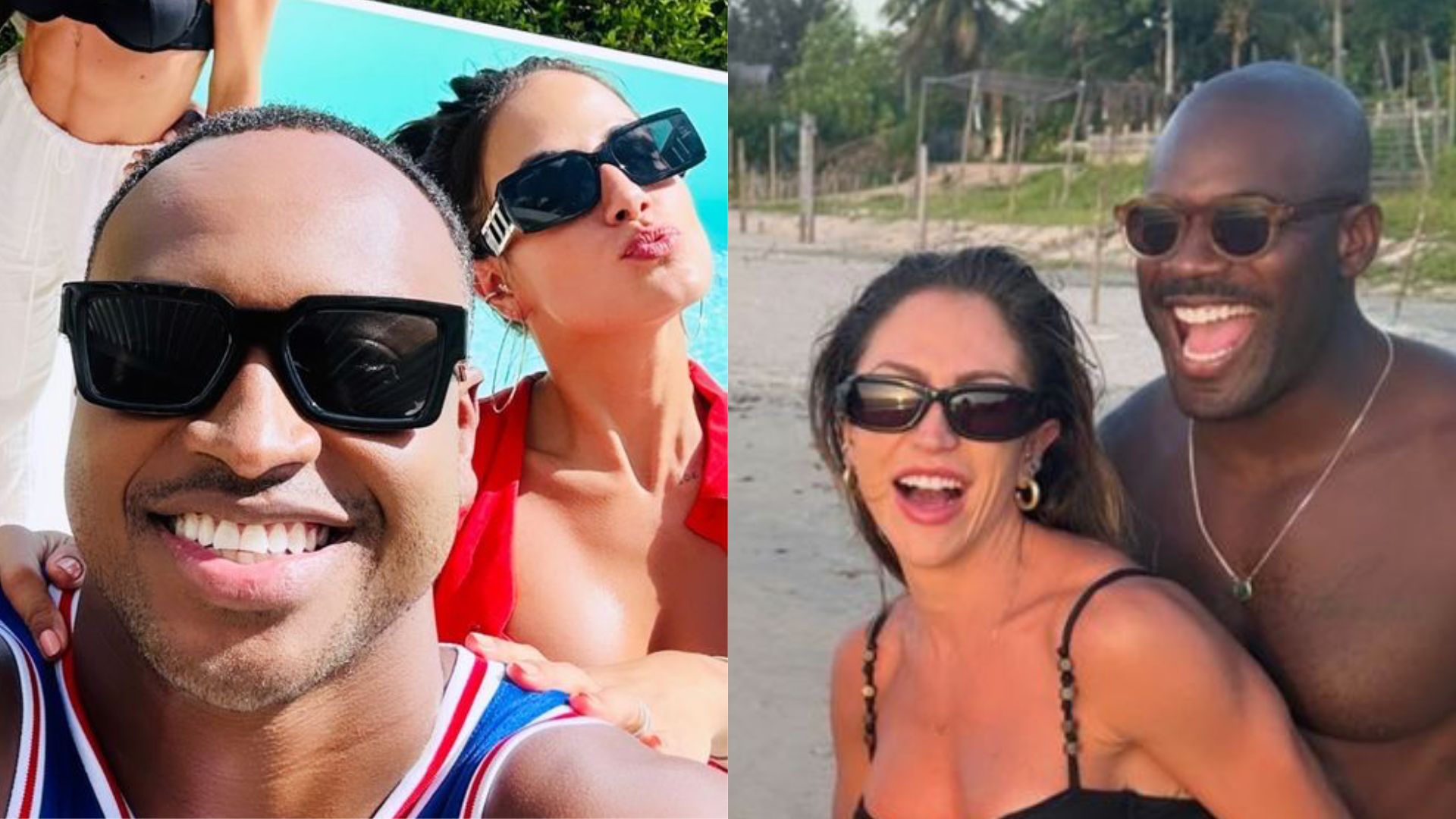 Thiaguinho e Rafael Zulu curtem dia de praia com as namoradas: “Nossa amizade chegou até elas!”