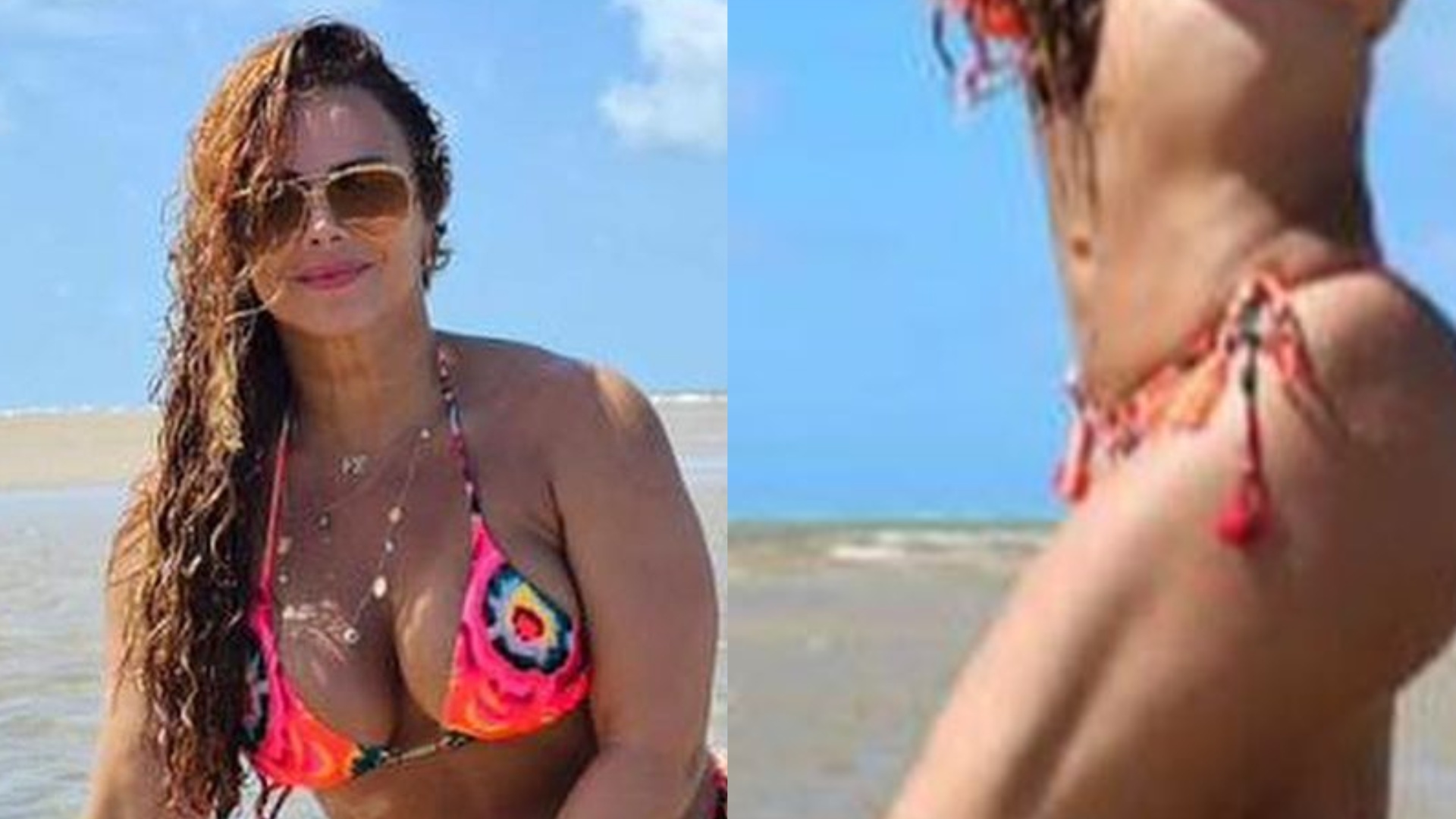 De biquíni, Viviane Araújo escandaliza com corpão turbinado na praia: ‘Rainha’