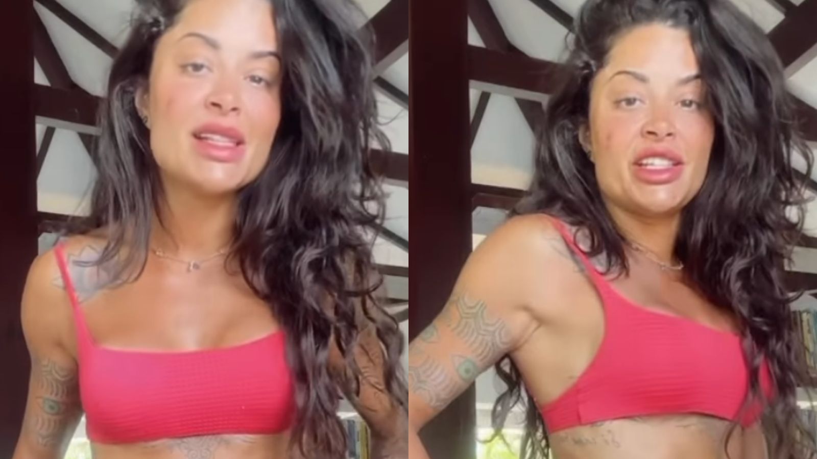 De biquíni, Aline Campos exibe abdômen trincado após drenagem