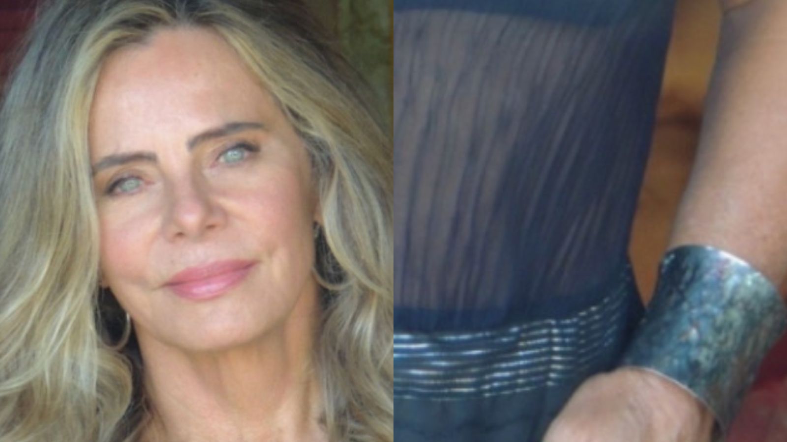 Bruna Lombardi dá show de beleza com blusa totalmente transparente
