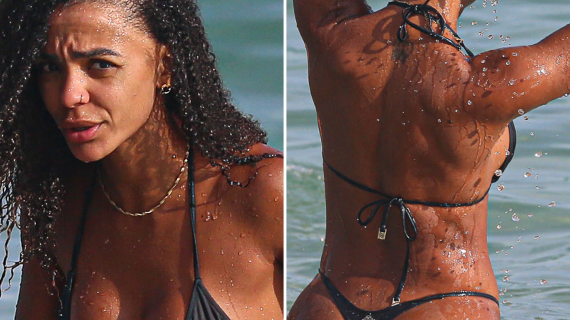 Flagra! De fio-dental, esposa de Ludmilla mergulha exibindo corpaço