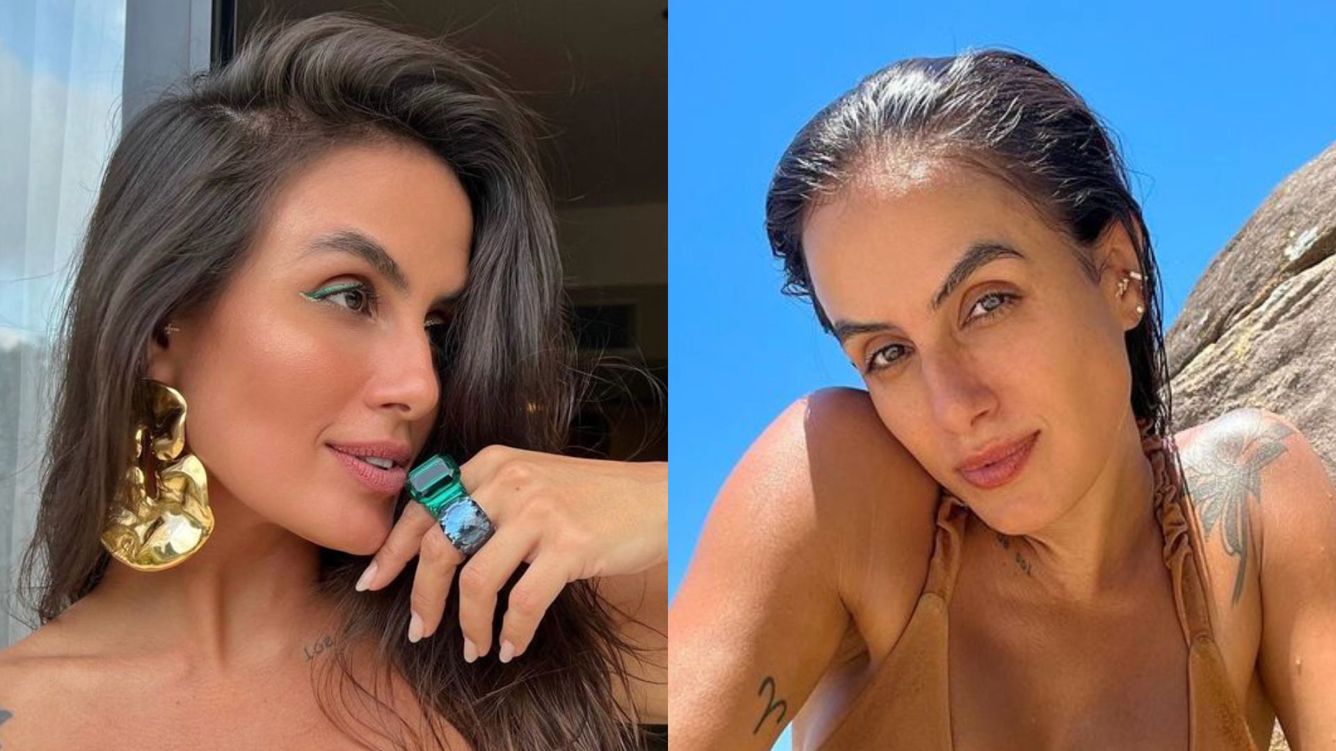 Carol Peixinho aposta em tomara que caia vazado e seios turbinados roubam a cena