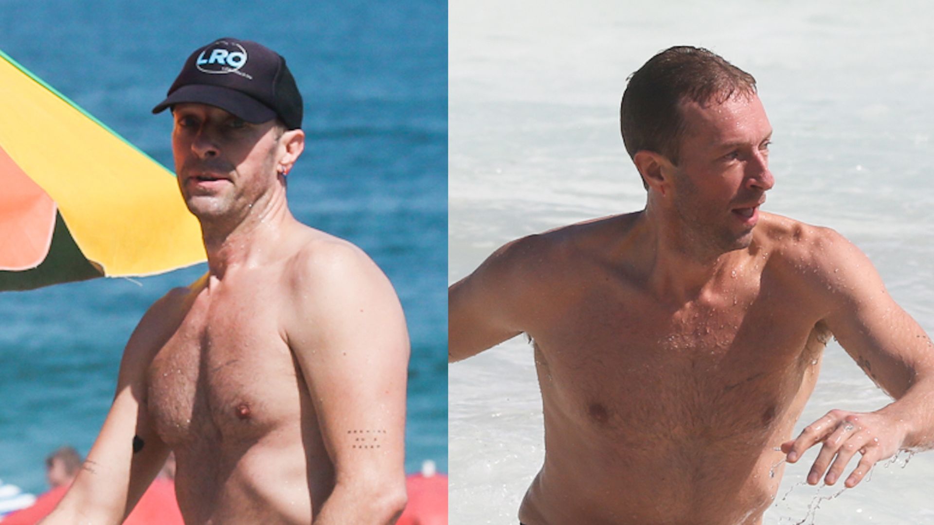 Chris Martin exibe físico definido ao curtir dia de praia antes de shows no Rio de Janeiro