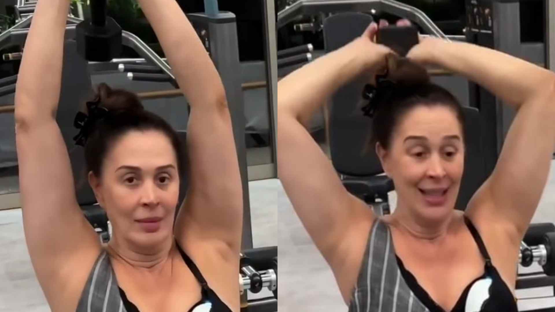 Claudia Raia impressiona ao tirar leite durante treino na academia: “Otimizou o tempo”