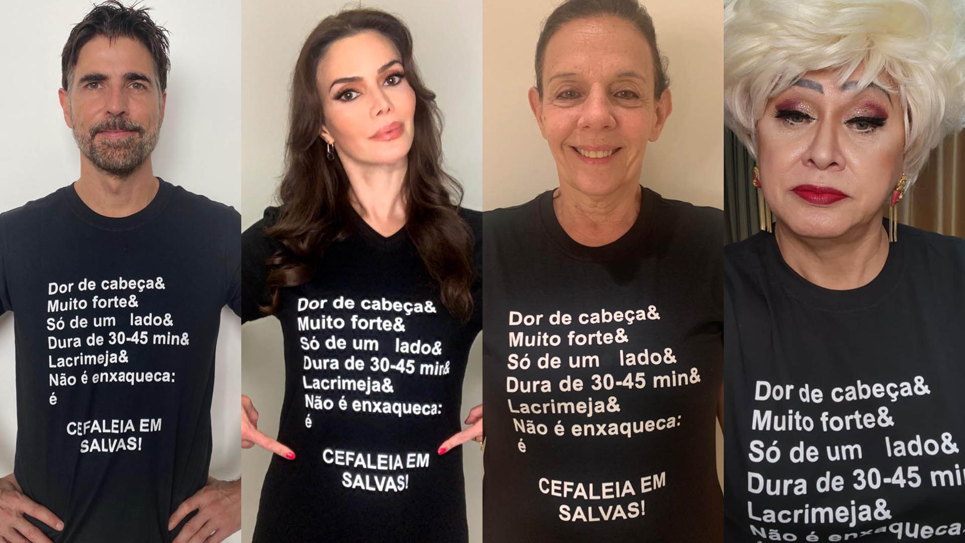 Reynaldo Gianecchini, Simone Zucato e mais famosos participam da campanha Cefaleia em Salvas