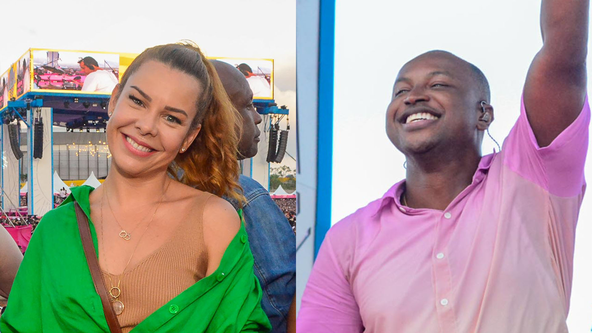 De minissaia, Fernanda Souza vai ao show do ex-marido, Thiaguinho, no Rio de Janeiro