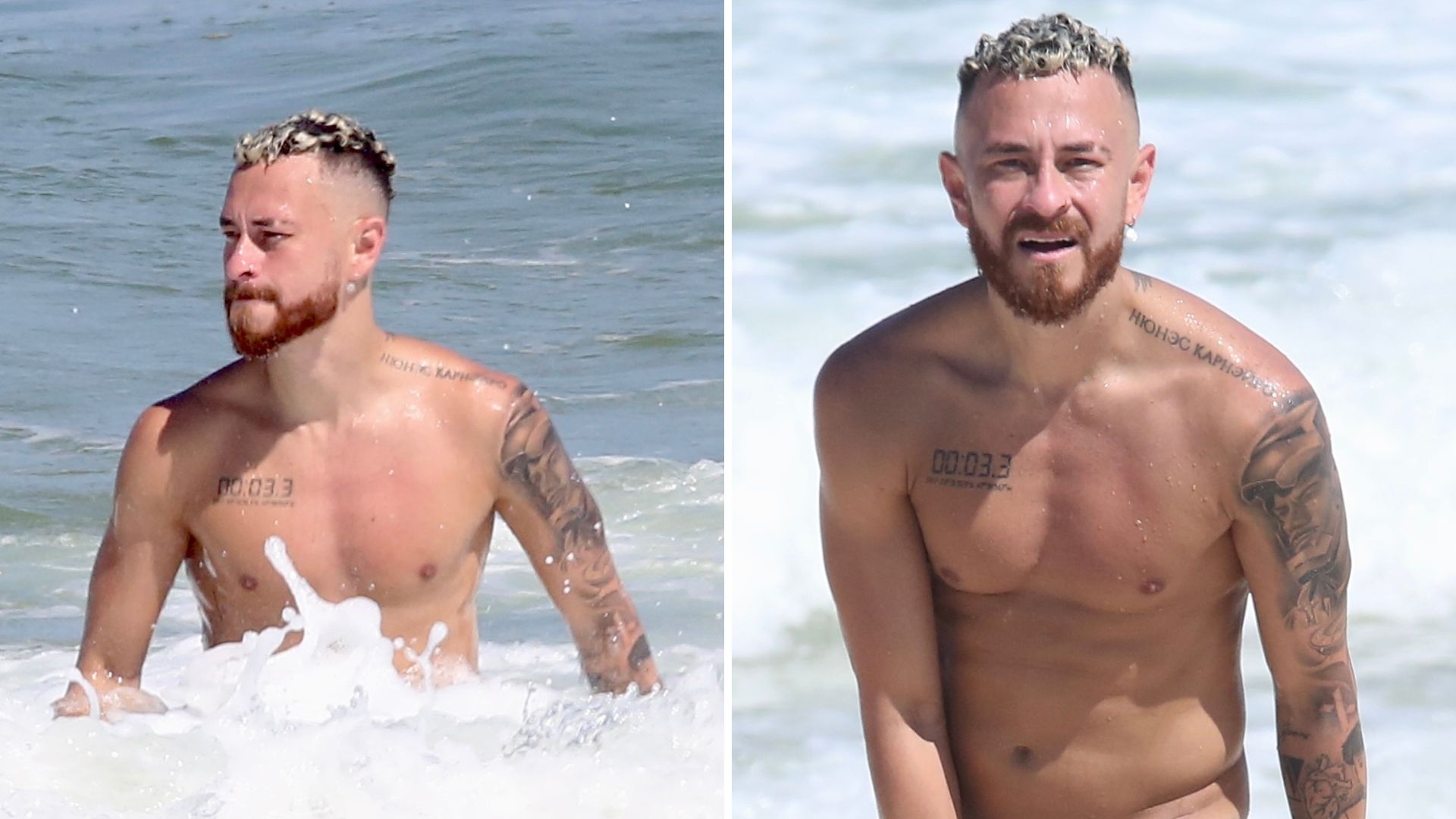 Após o BBB23, Fred Bruno mergulha e dá ‘ajeitadinha’ na sunga recheada