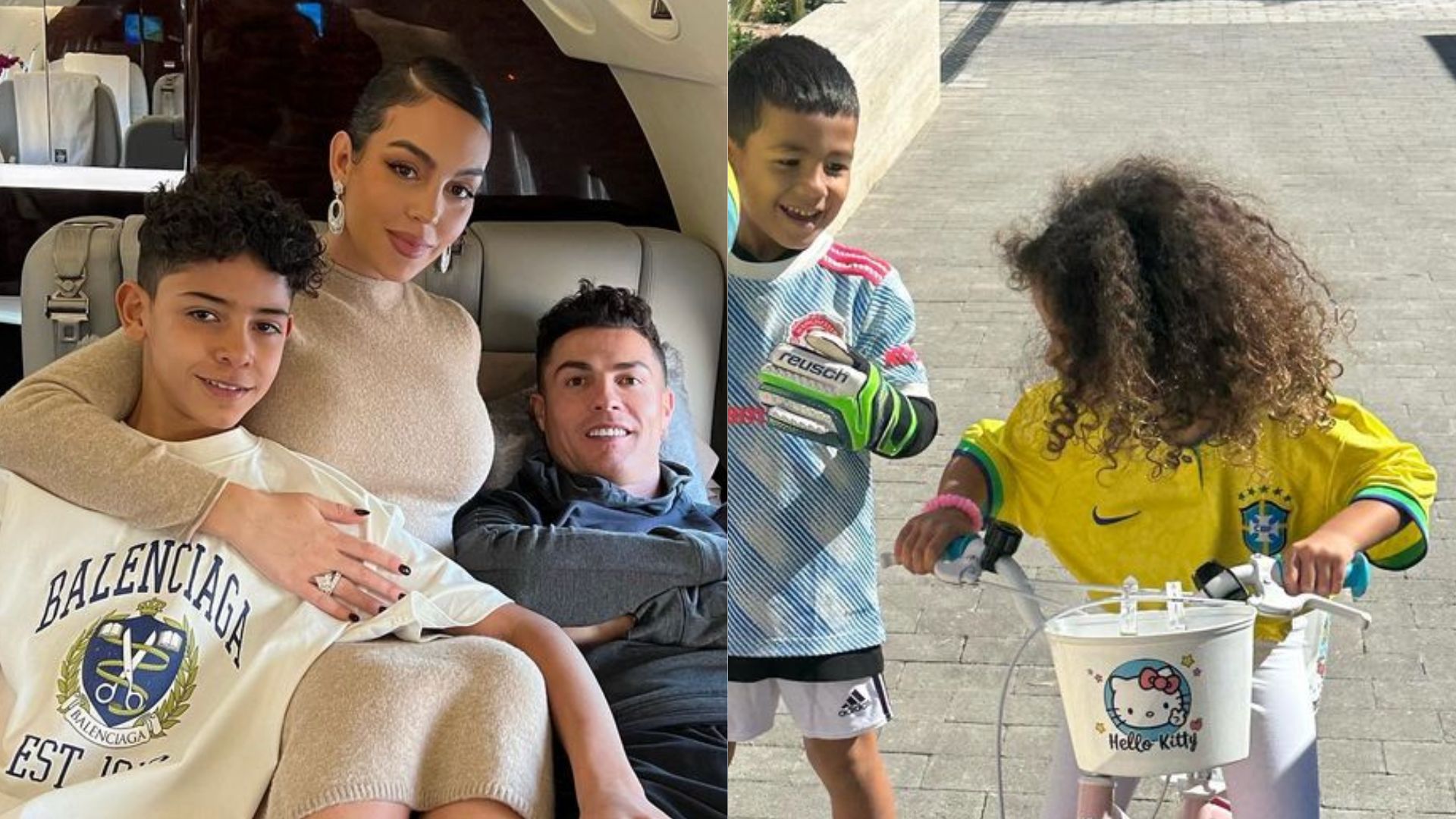 Esposa de Cristiano Ronaldo encanta fãs ao mostrar os filhos com a camisa da seleção brasileira