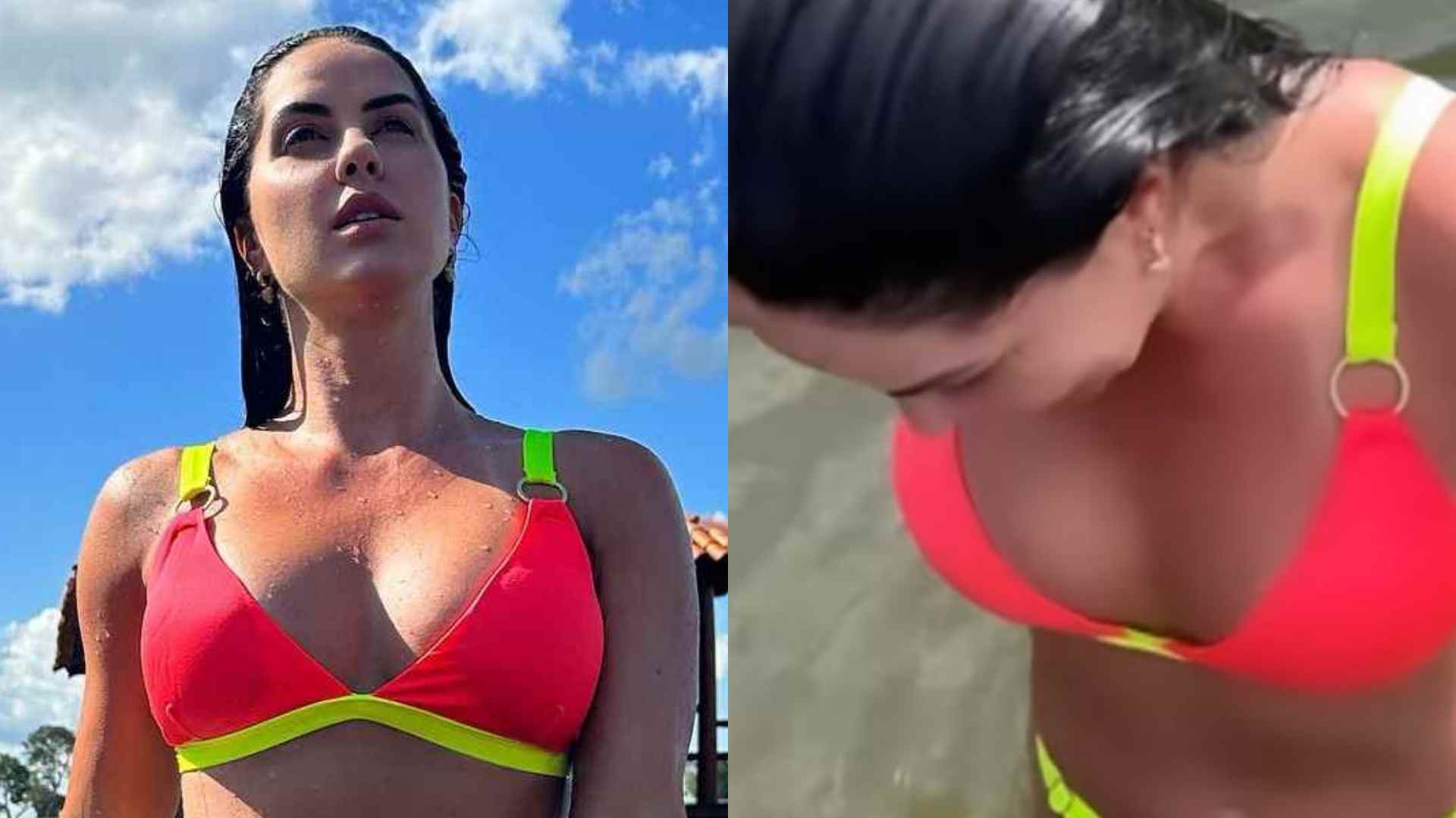 Graciele Lacerda passa perrengue ao tentar tirar foto de biquíni em lago: “Foi difícil”