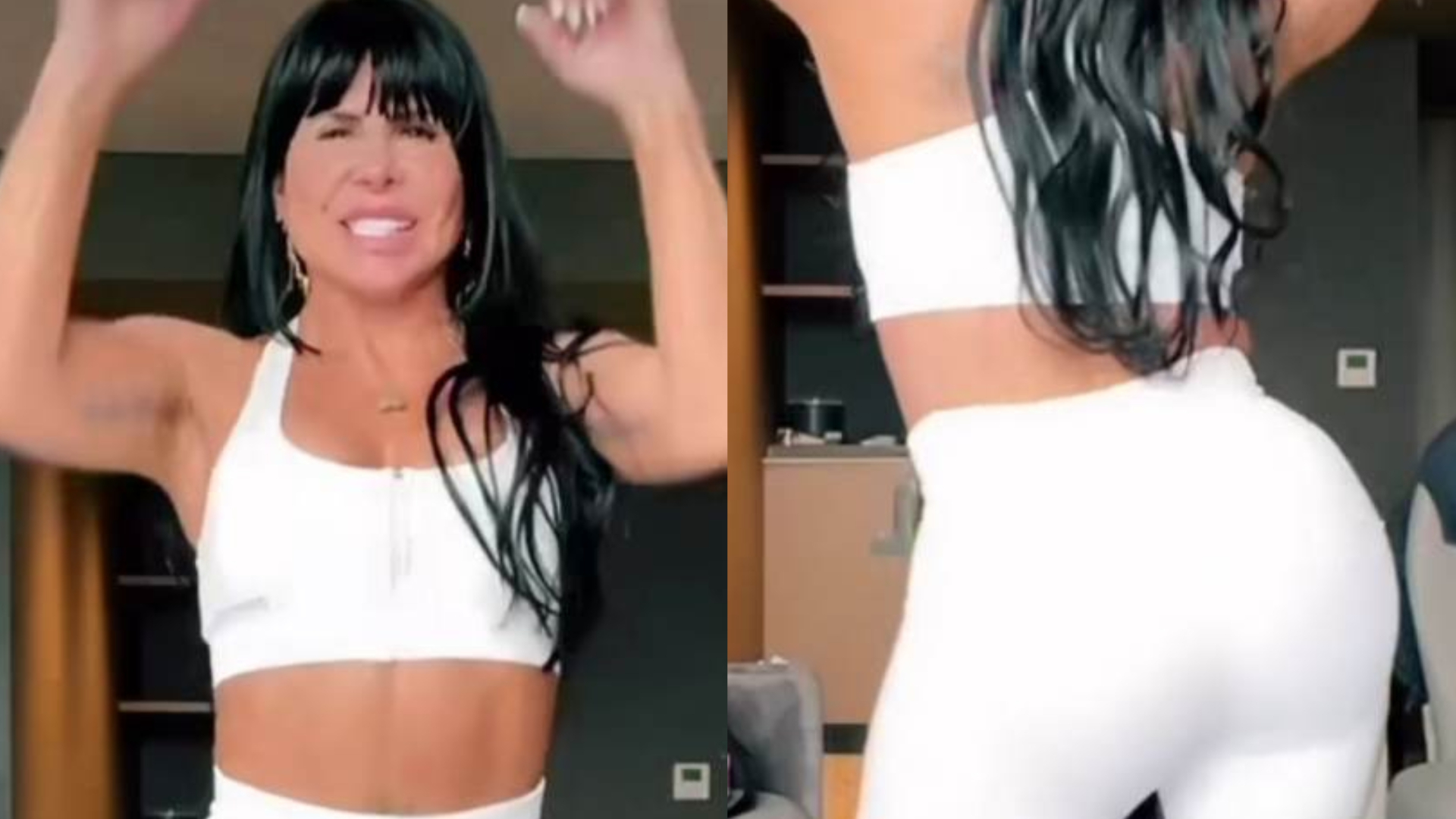De look branco justo, Gretchen mostra corpão e rebate haters: ”Maravilhosa”