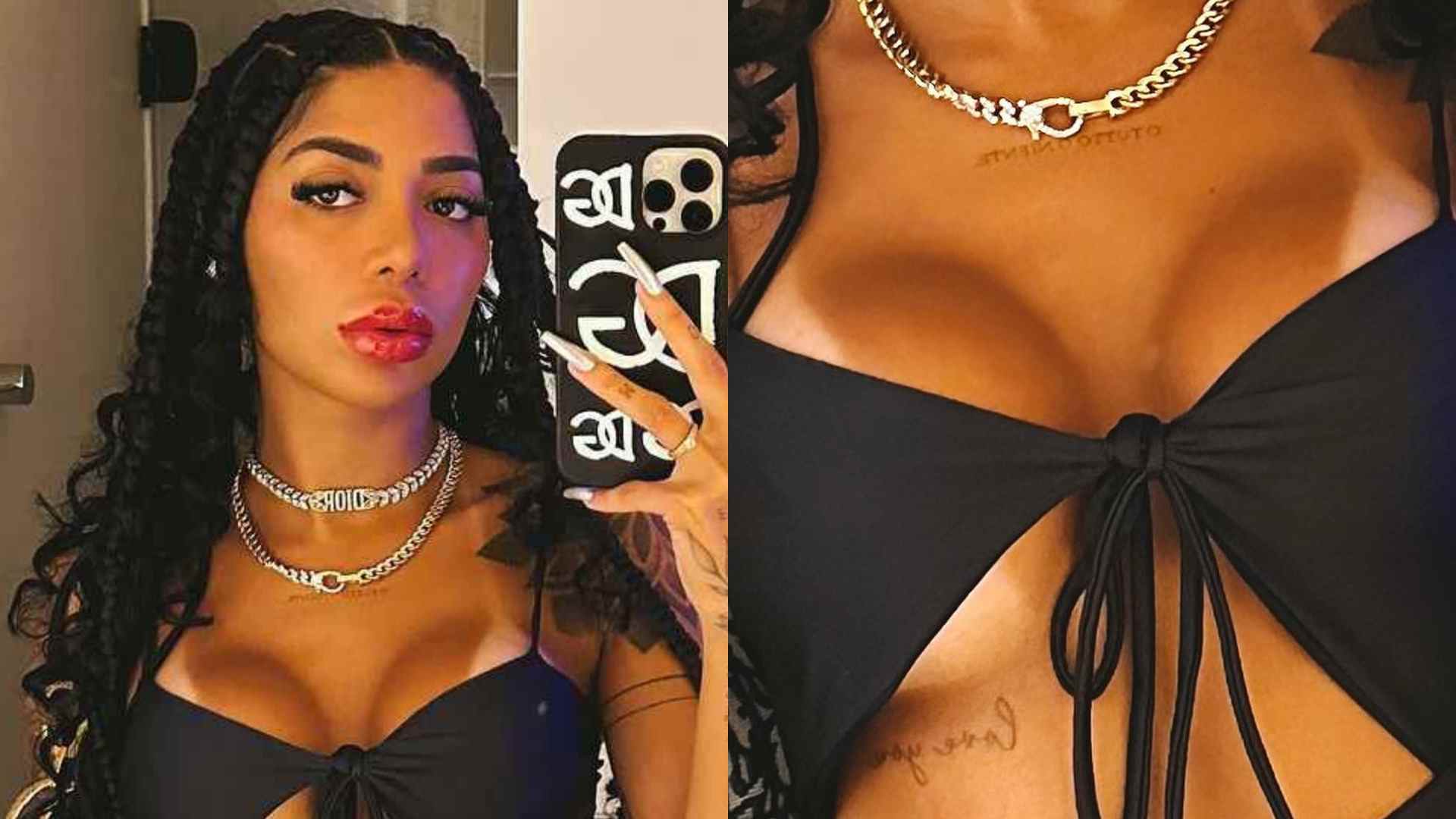 Dhiovanna Barbosa, irmã de Gabigol, quase mostra demais ao surgir com look ousado
