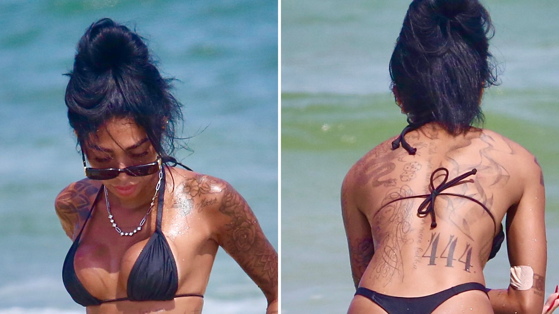 Com biquíni apertadinho, irmã de Gabigol é vítima de cliques indiscretos na praia