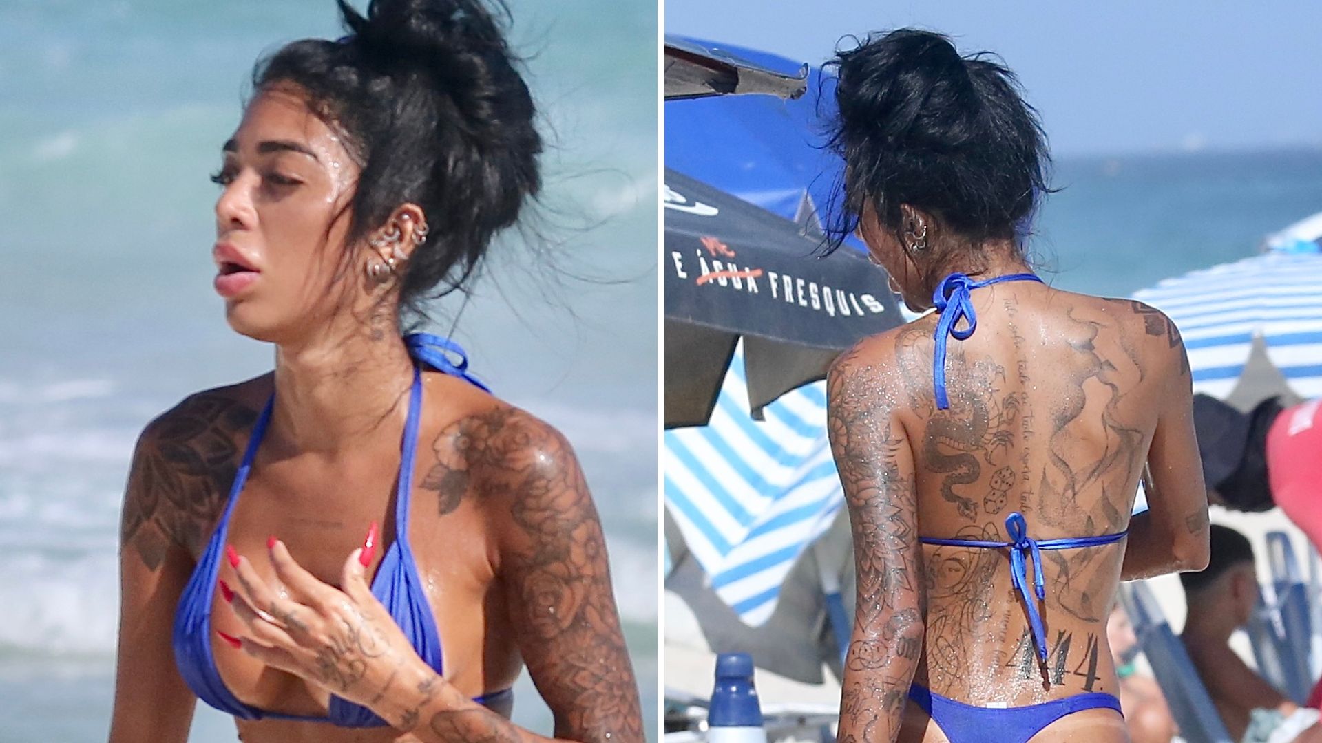 Irmã de Gabigol é flagrada com biquíni ‘atoladinho’ no corpo todo tatuado