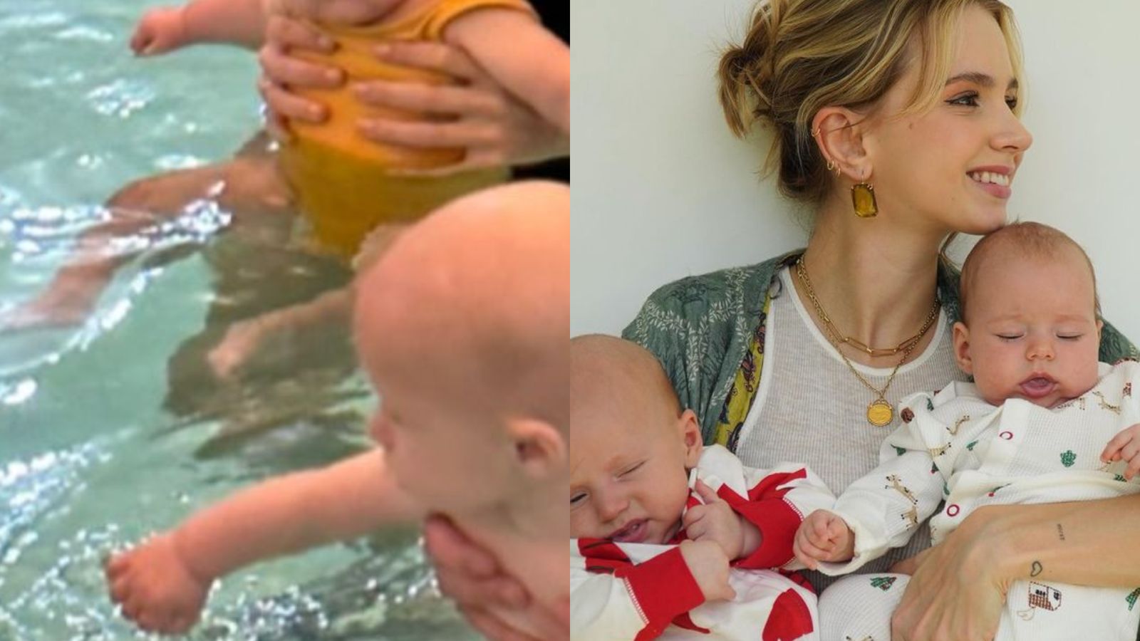Gêmeos de Isabella Scherer explodem fofurômetro na primeira aula de natação