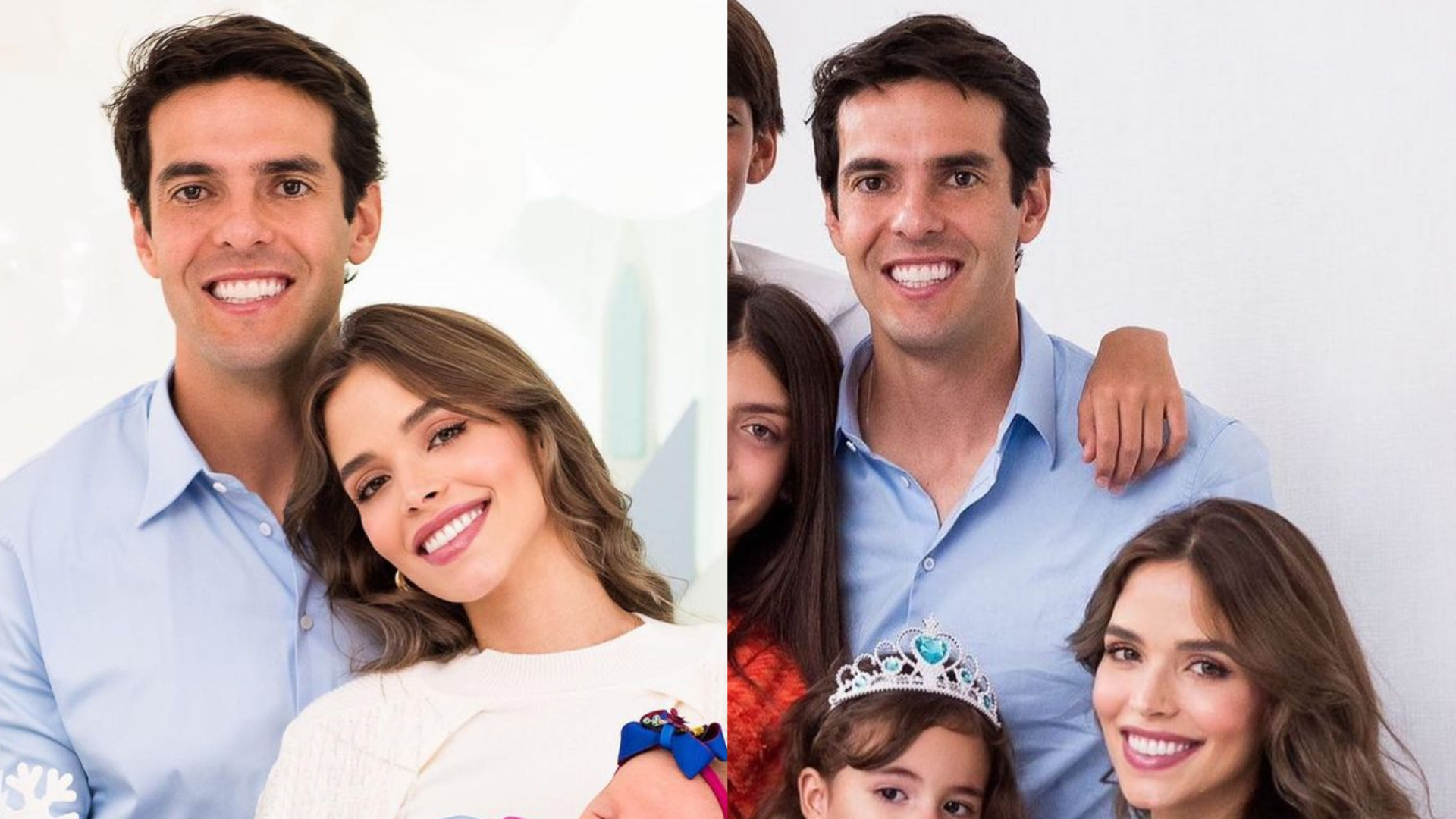 Kaká reúne a esposa, Carol Dias, e os quatro filhos em foto: ”Abençoado”