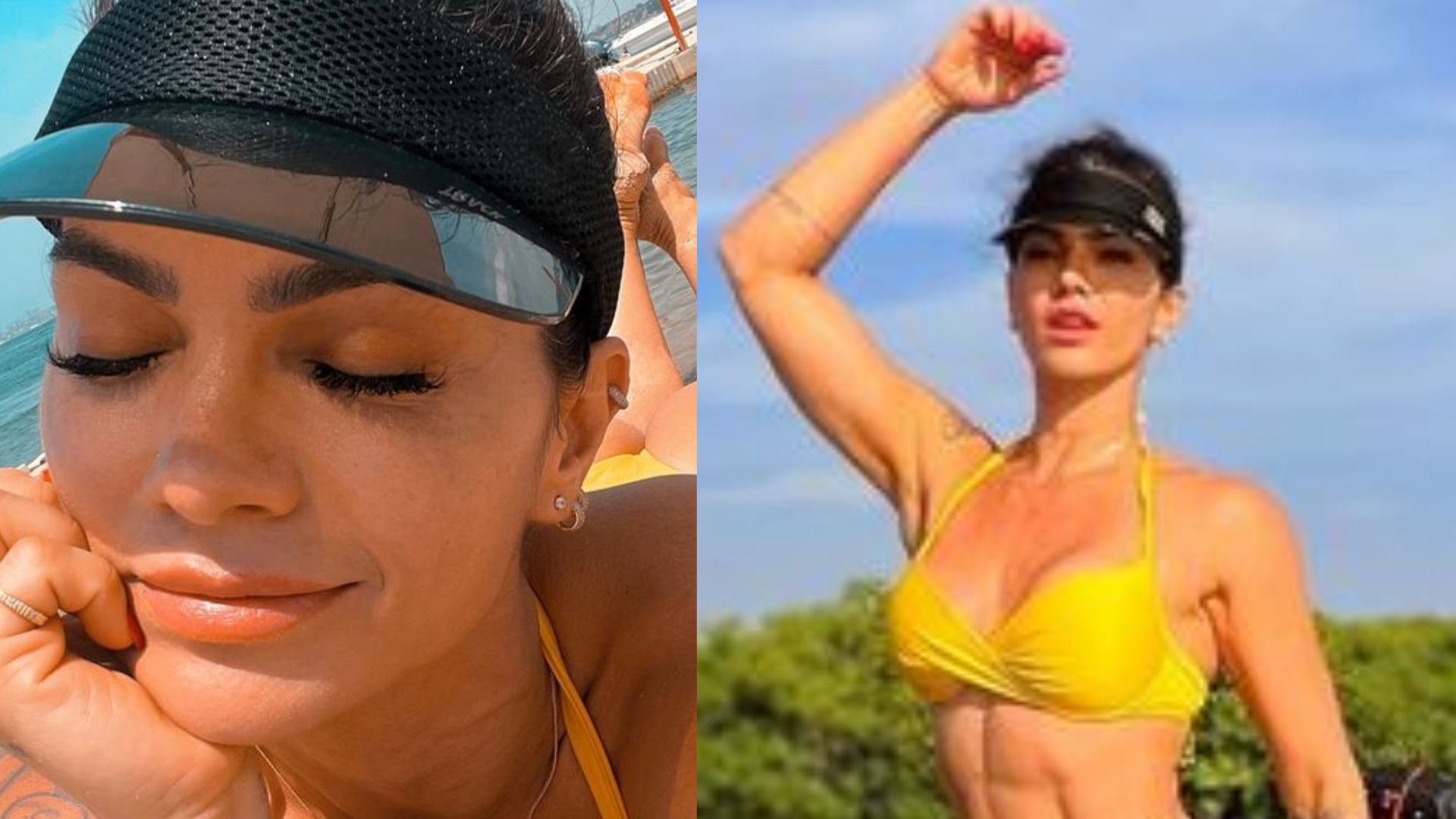 De fio-dental, Kelly Key posa de ladinho em jetski e ostenta barriga tanquinho