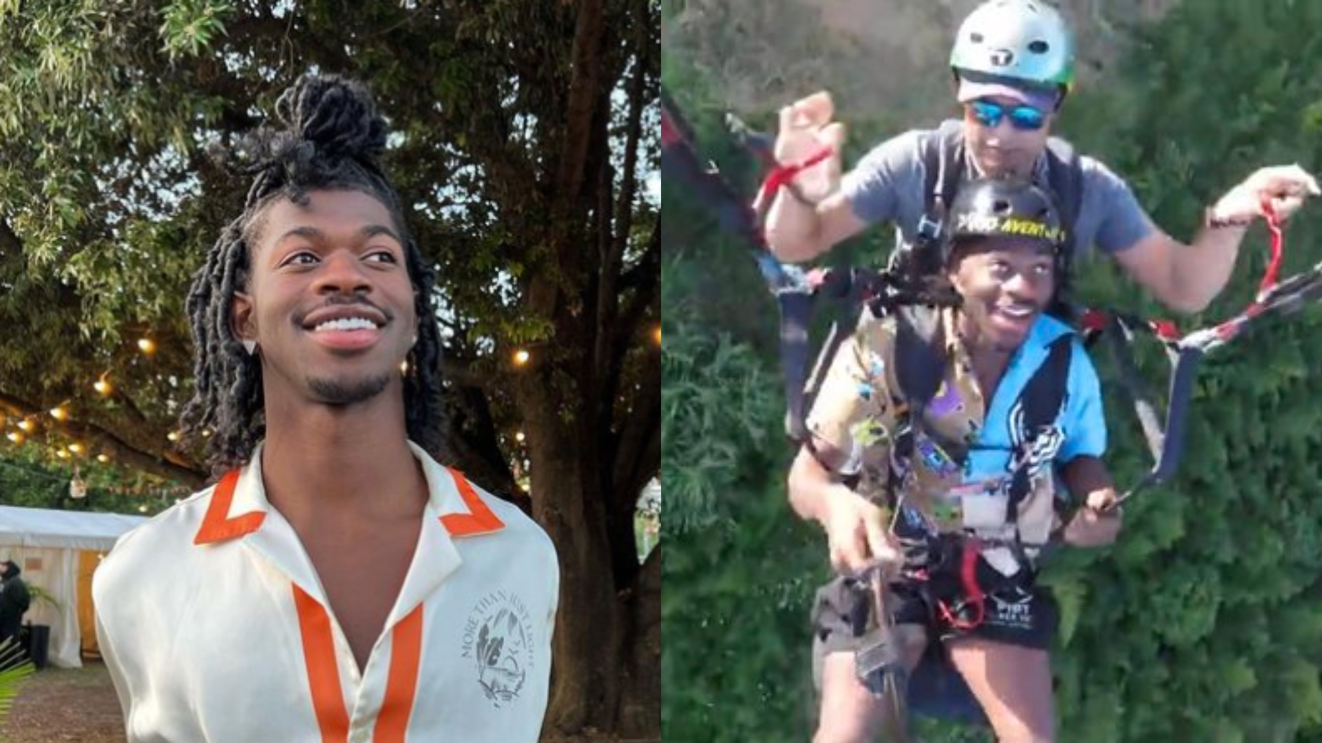 Lil Nas X pula de paraglider na Baixada Santista e diverte internautas