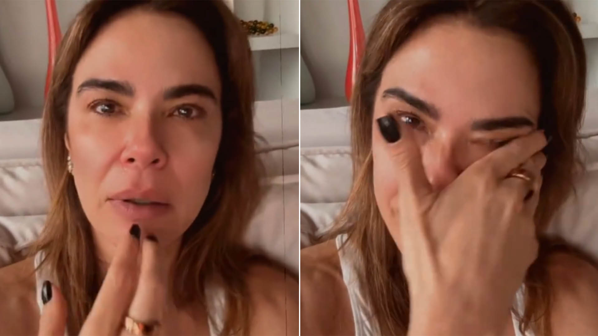 Luciana Gimenez chora ao desabafar sobre a recuperação de sua perna