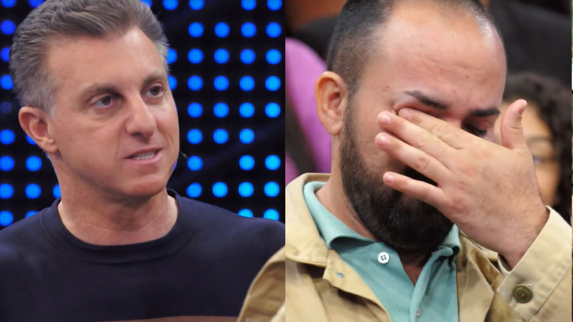 Marido de participante do The Wall que morreu chora em retorno ao Domingão com Huck