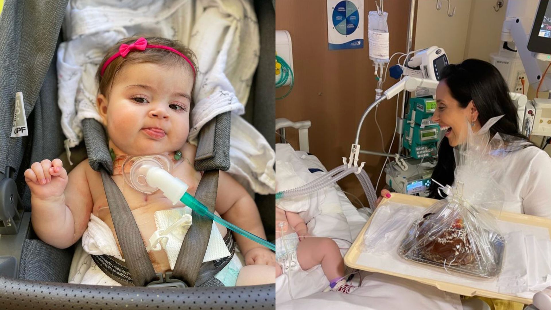 Maria Guilhermina completa nove meses e ganha bolo surpresa na UTI