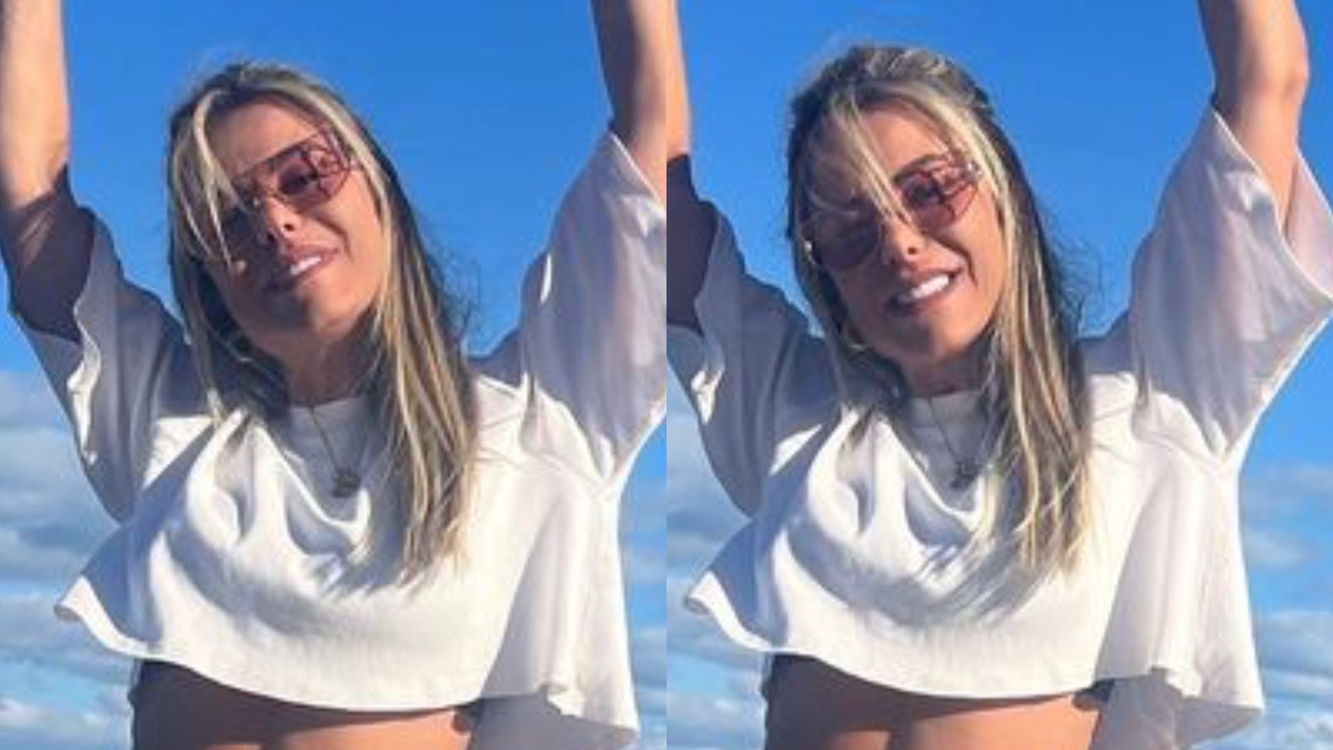 Aos 46 anos, Poliana Rocha exibe silhueta jovial em cropped curtinho: “Monumento!”