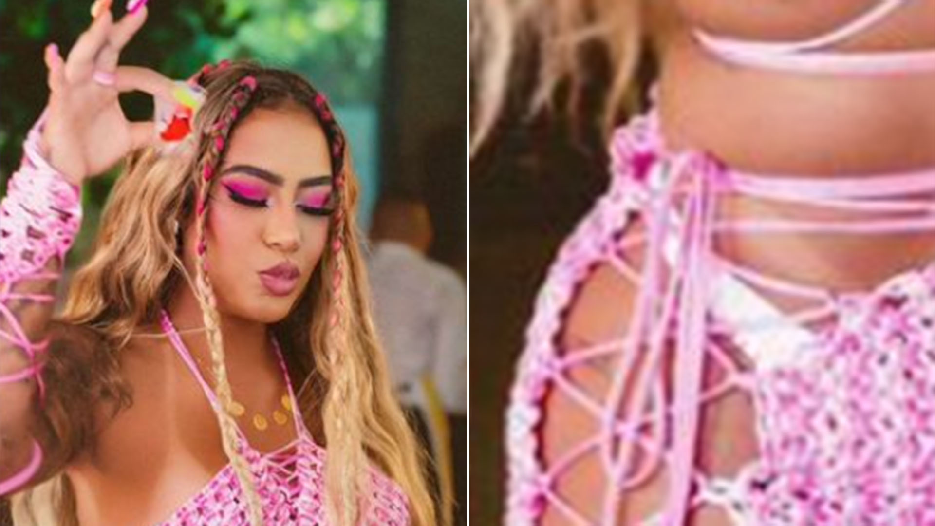 Irmã de Neymar Jr, Rafaella Santos usa minissaia com recorte estratégico em sua festa