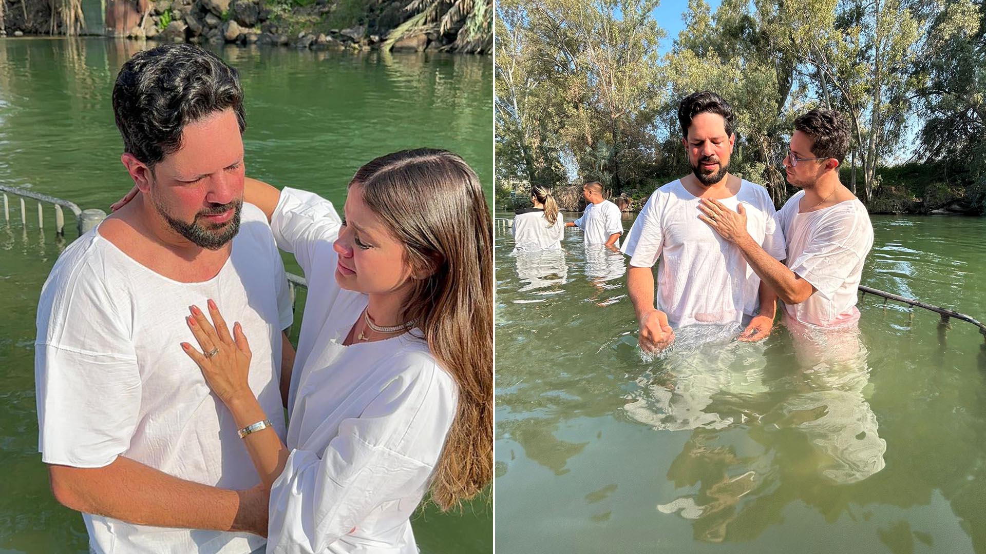 Sorocaba e Biah Rodrigues se batizam no Rio Jordão: ‘Promessa se cumpriu’