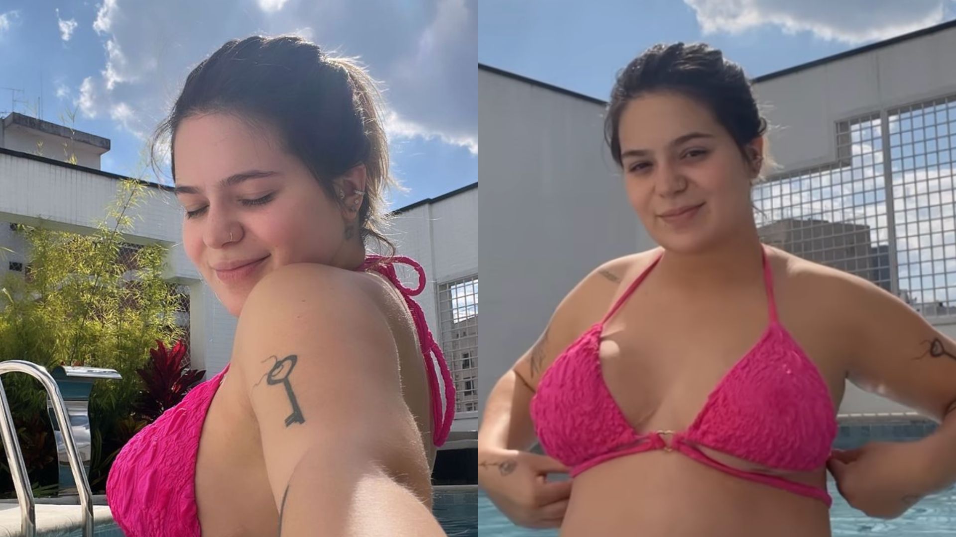 De biquíni cavado, ex-BBB Viih Tube exibe barrigão gigante na piscina