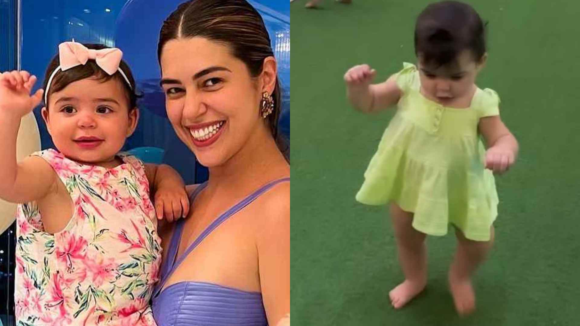 Vivian Amorim se derrete ao mostrar a filha andando sozinha: “Babo mesmo”