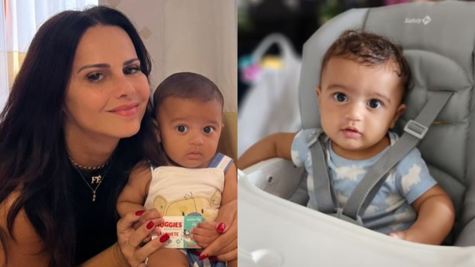 Viviane Araujo mostra a reação do filho ao comer papinha pela primeira vez