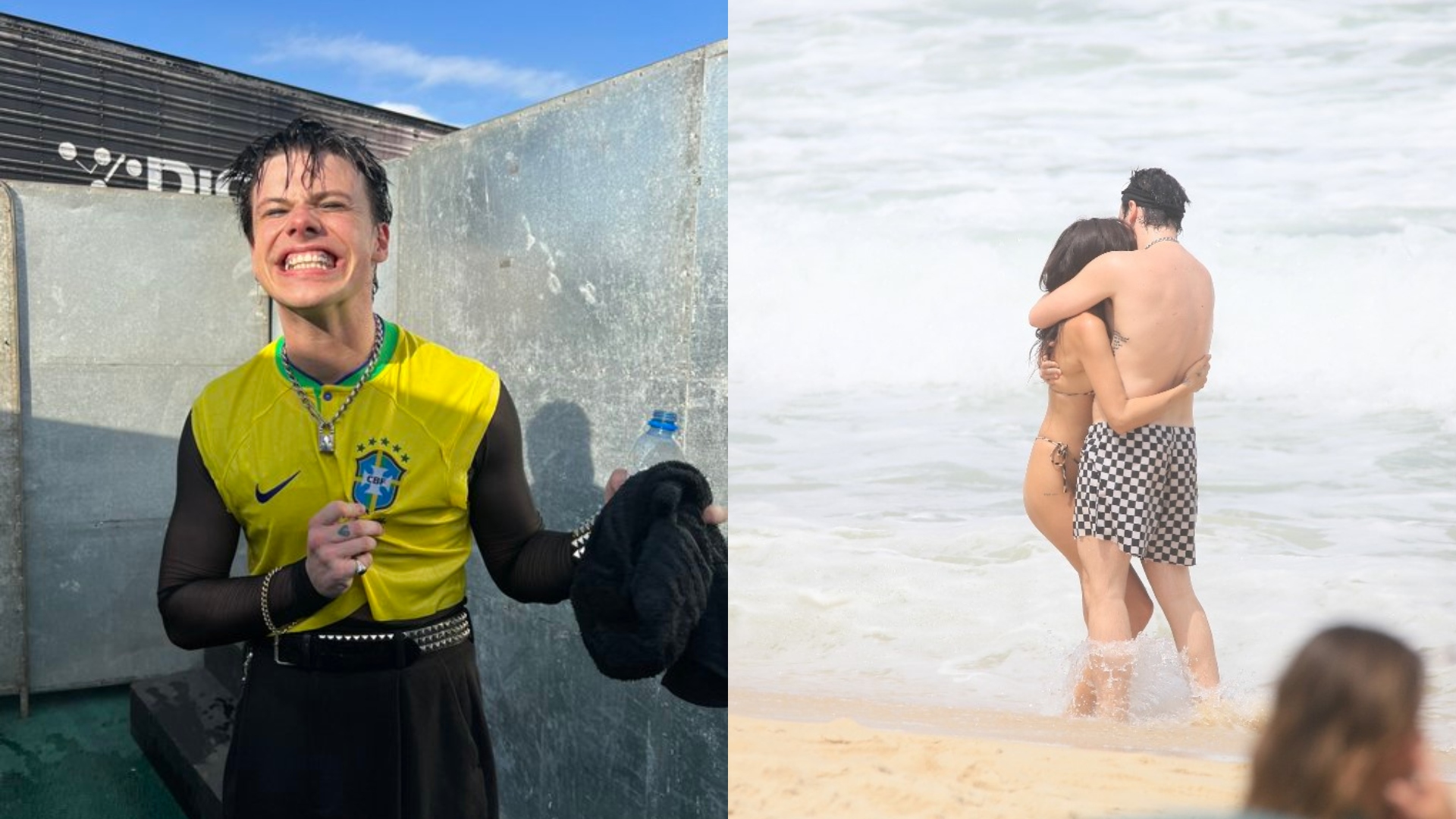 Yungblud aproveita calor carioca para ir à praia com namorada em visita ao Brasil