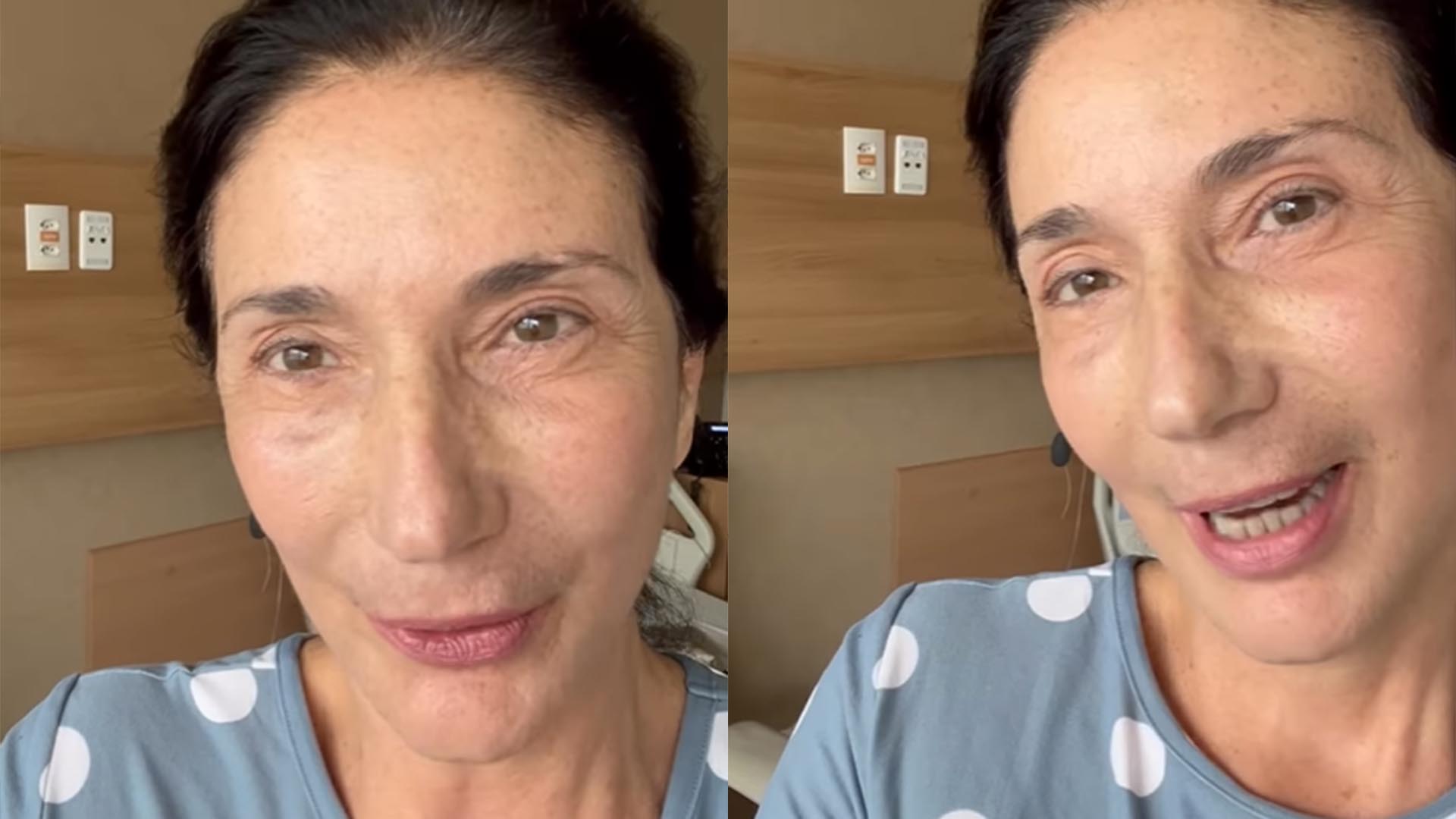 Zizi Possi passa seu aniversário no hospital e recebe visita dos netos
