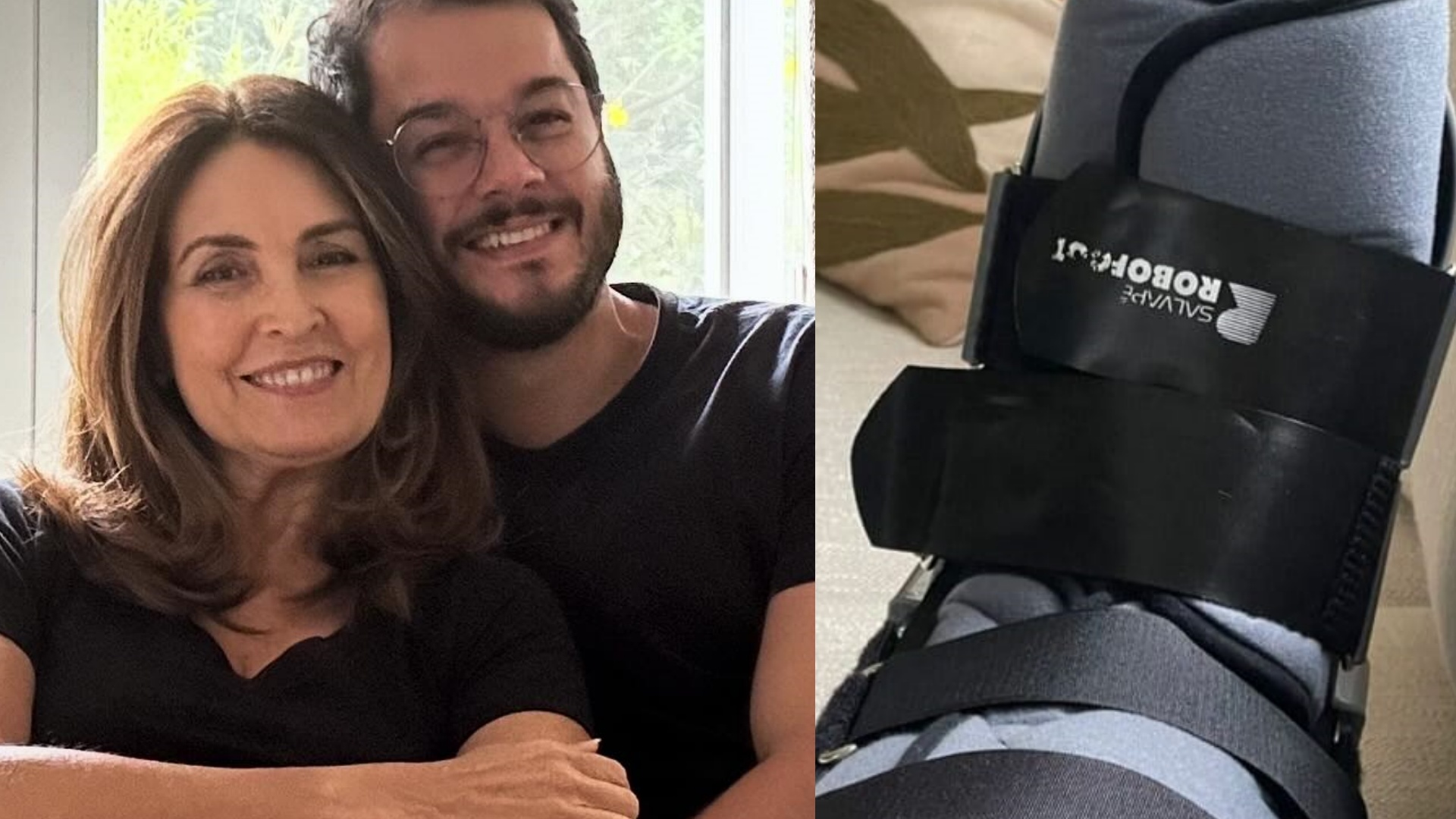Fátima Bernardes posa agarradinha com o namorado após quebrar o pé: “Meu enfermeiro”