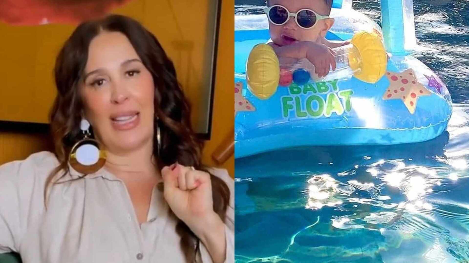 Cheio de estilo, filho de Claudia Raia curte piscina: ‘Aproveitando’
