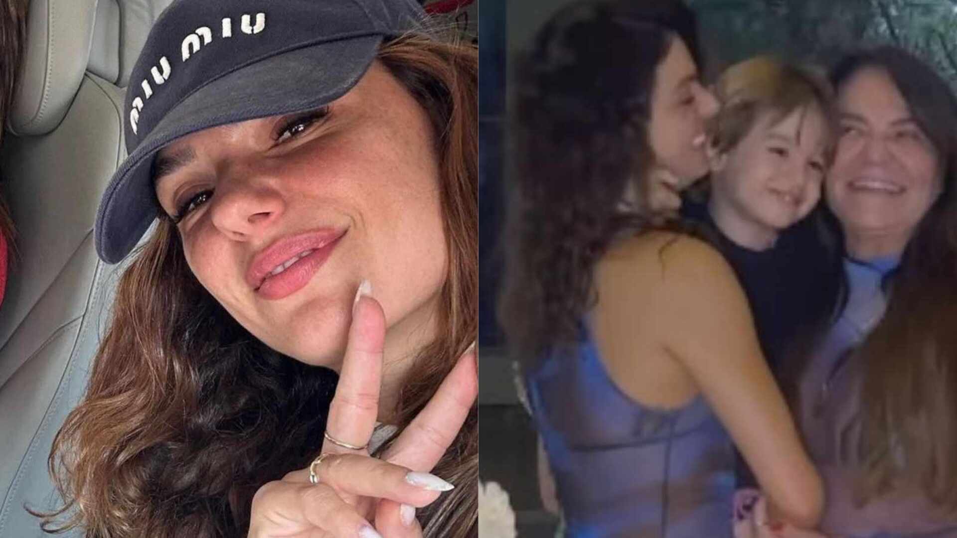 De looks transparentes iguais, Isis Valverde e a mãe celebram momento: ‘Lindas’