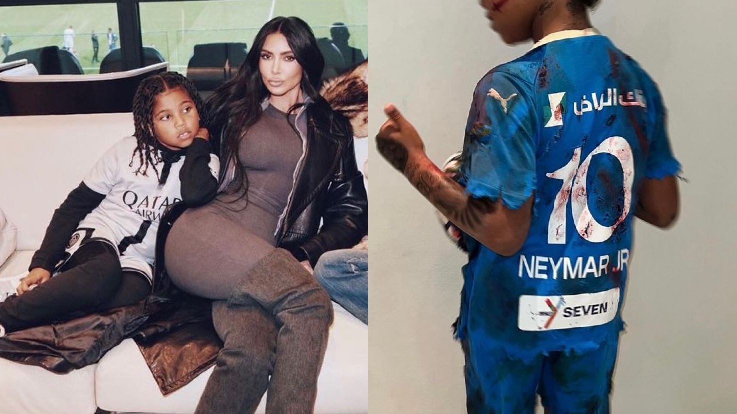 Filho de Kim Kardashian se fantasia de ‘Neymar zumbi’ para o Halloween